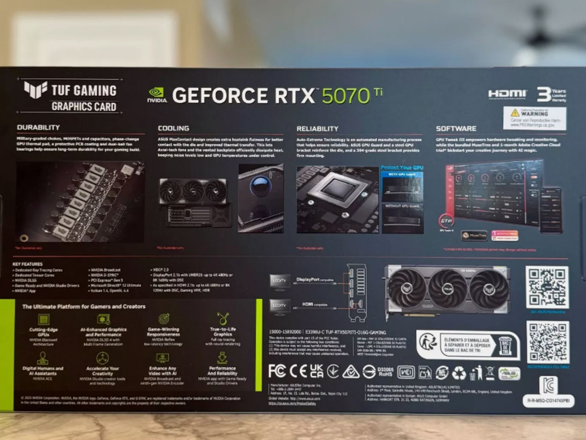 BNIB ASUS RTX 5070 Ti TUF Gaming Overclocked Triple Fan 16GB GDDR7