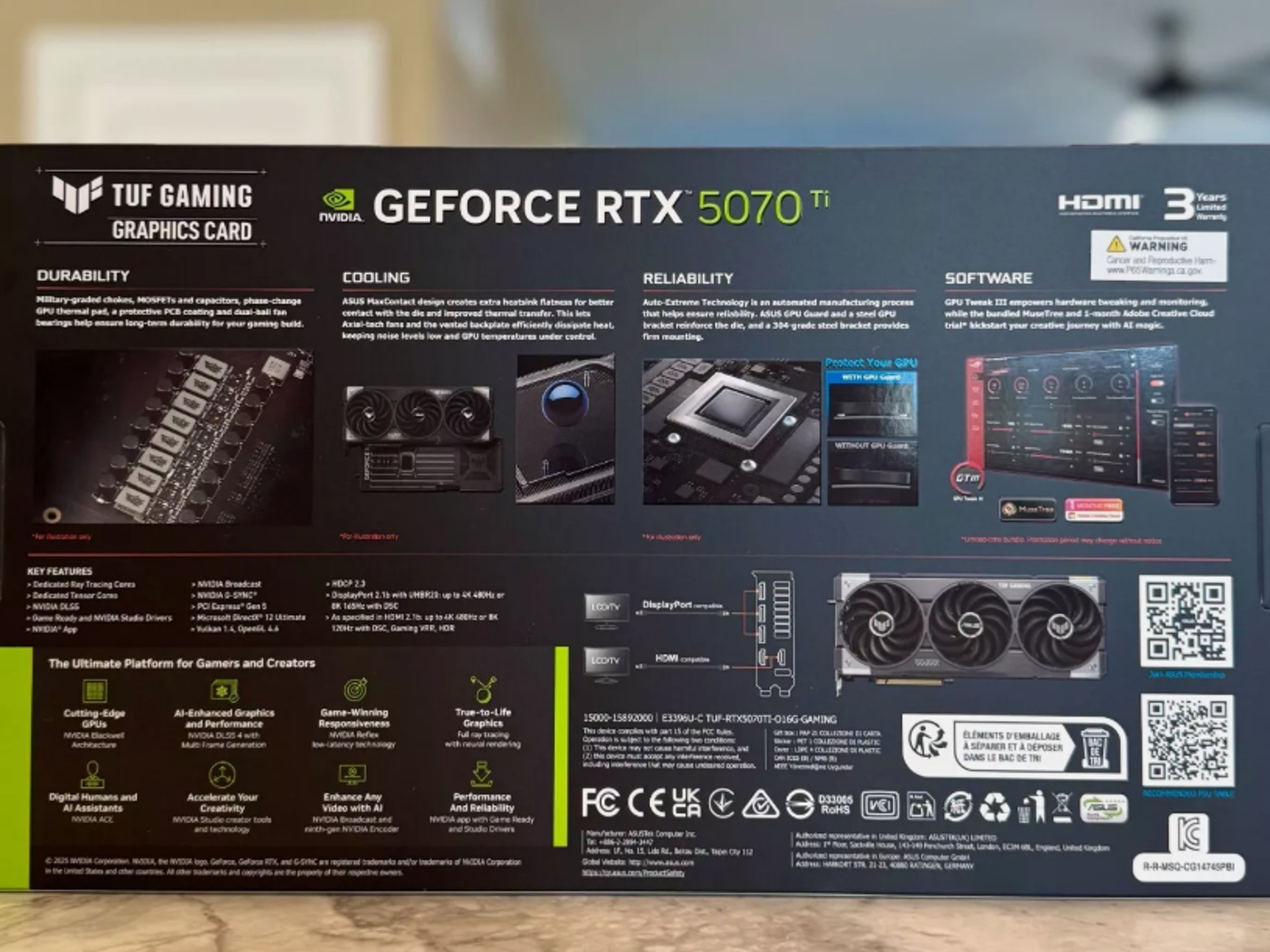 BNIB ASUS RTX 5070 Ti TUF Gaming Overclocked Triple Fan 16GB GDDR7