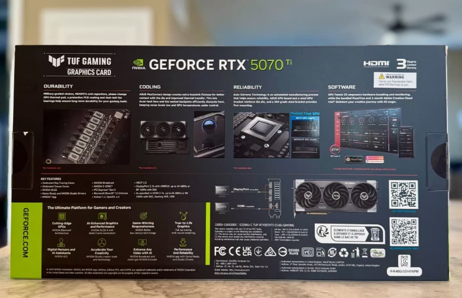 BNIB ASUS RTX 5070 Ti TUF Gaming Overclocked Triple Fan 16GB GDDR7