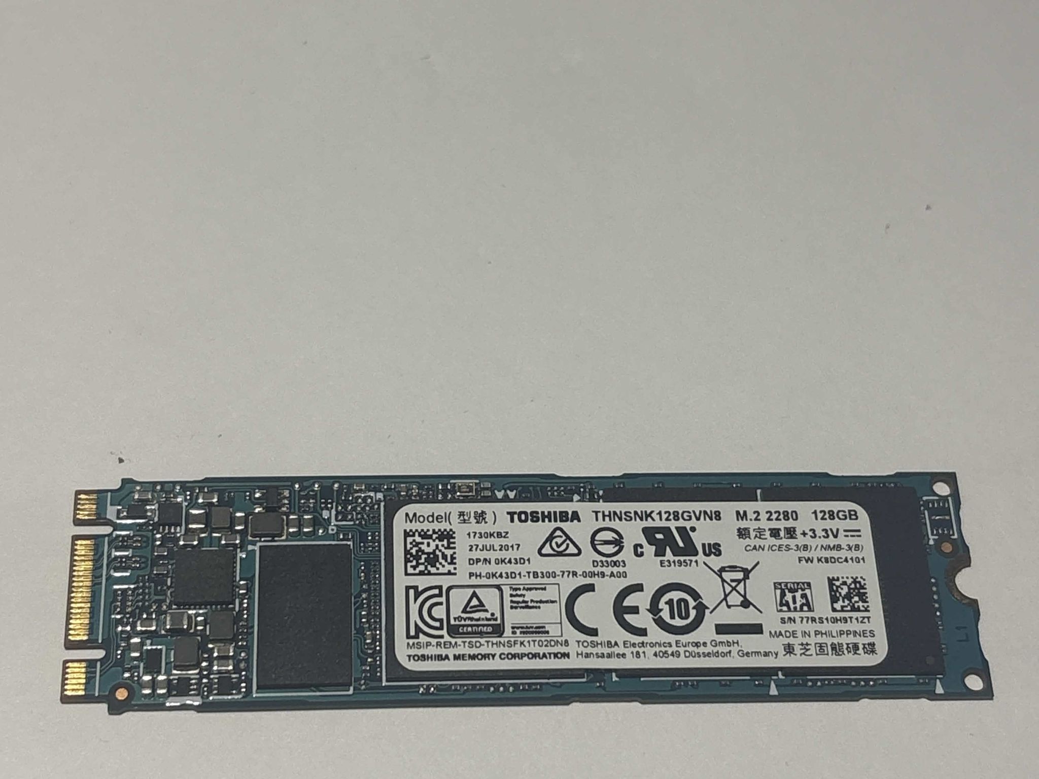 Toshiba 128GB M.2 SATA SSD Tested Working 64% Health