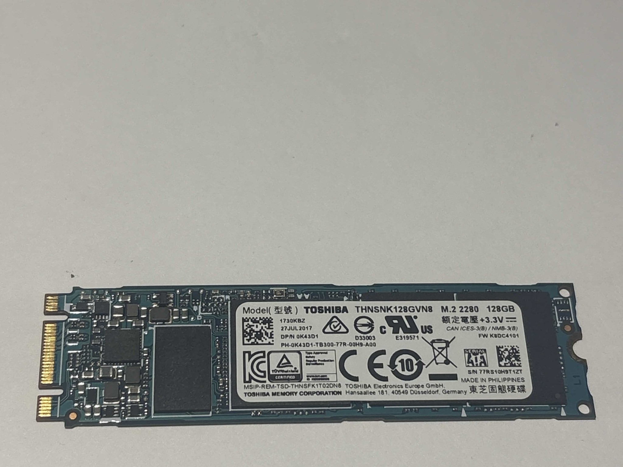 Toshiba 128GB M.2 SATA SSD Tested Working 64% Health