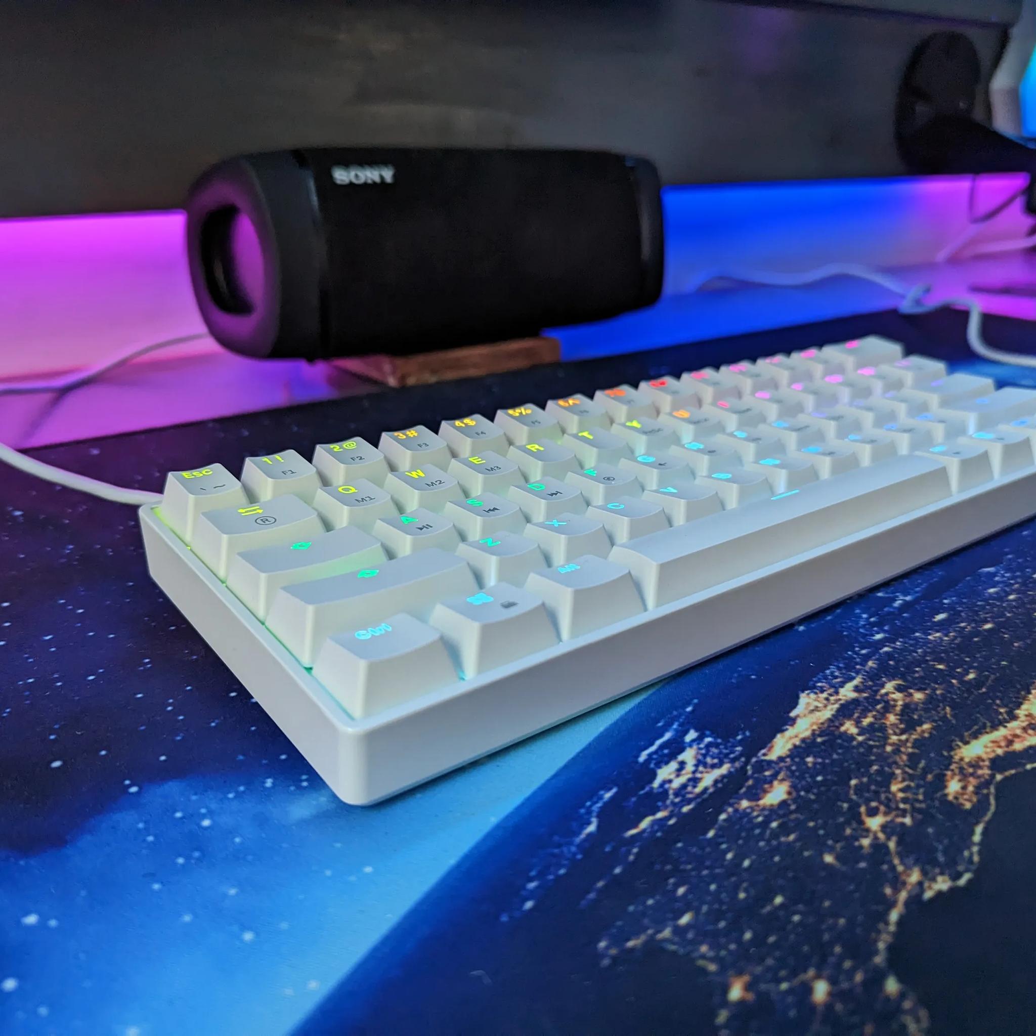 HK GAMING GK61 Mechanical Gaming Keyboard (Gateron Optical Red, White)