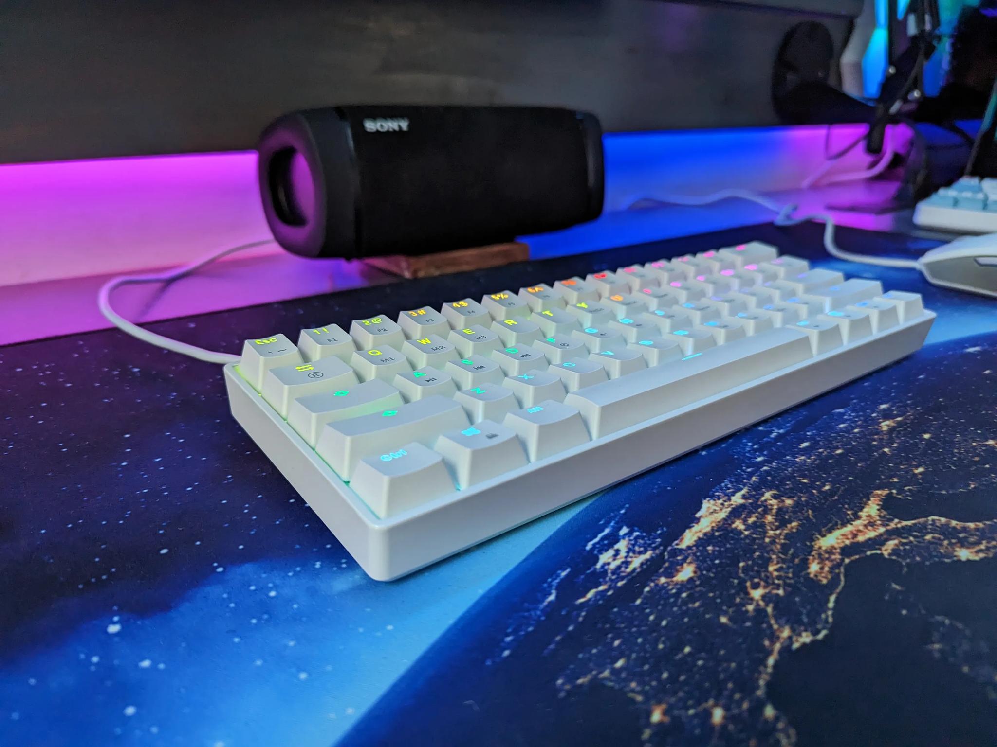 HK GAMING GK61 Mechanical Gaming Keyboard (Gateron Optical Red, White)