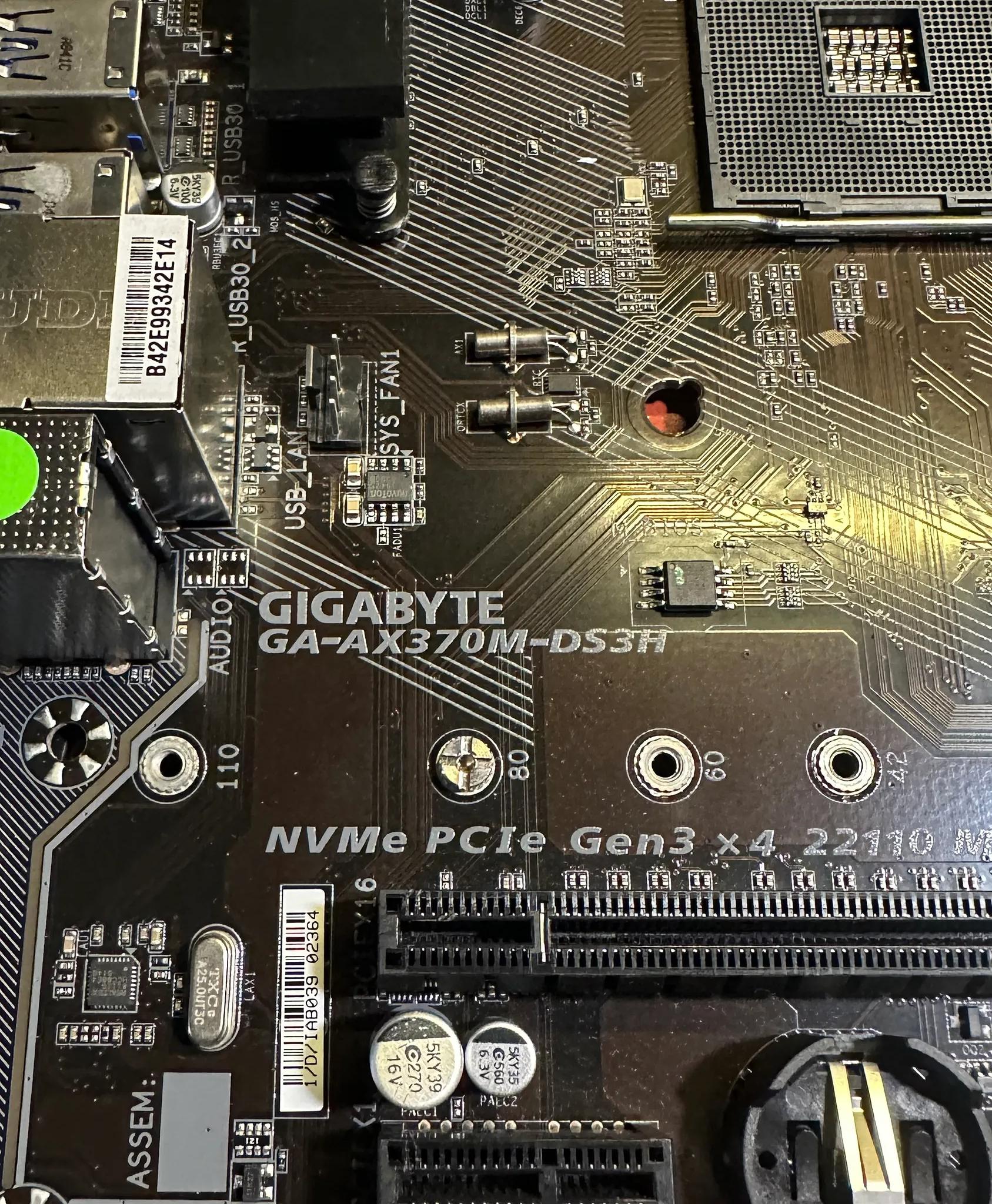 GIGABYTE AX370M-DS3H AMD AM4 MATX Desktop Motherboard (AS-IS) Free Shipping