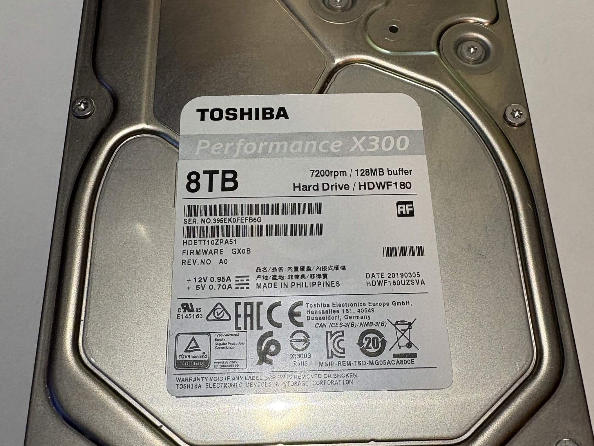 Toshiba X300 Performance 8TB 7200RPM SATA HDD | SMART Caution