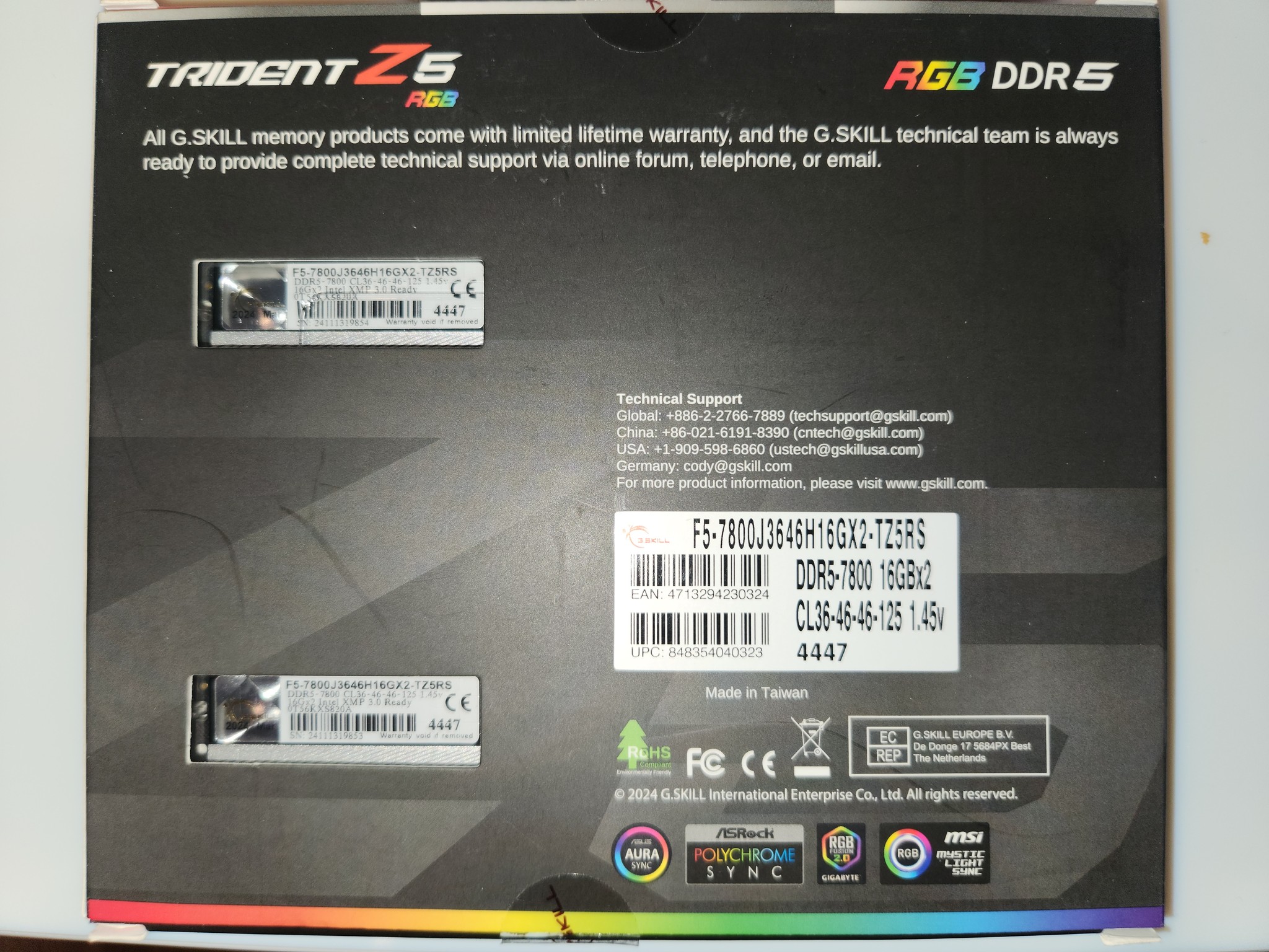 Trident Z5 RGB DDR5 7800mhz 32gb (2x16)