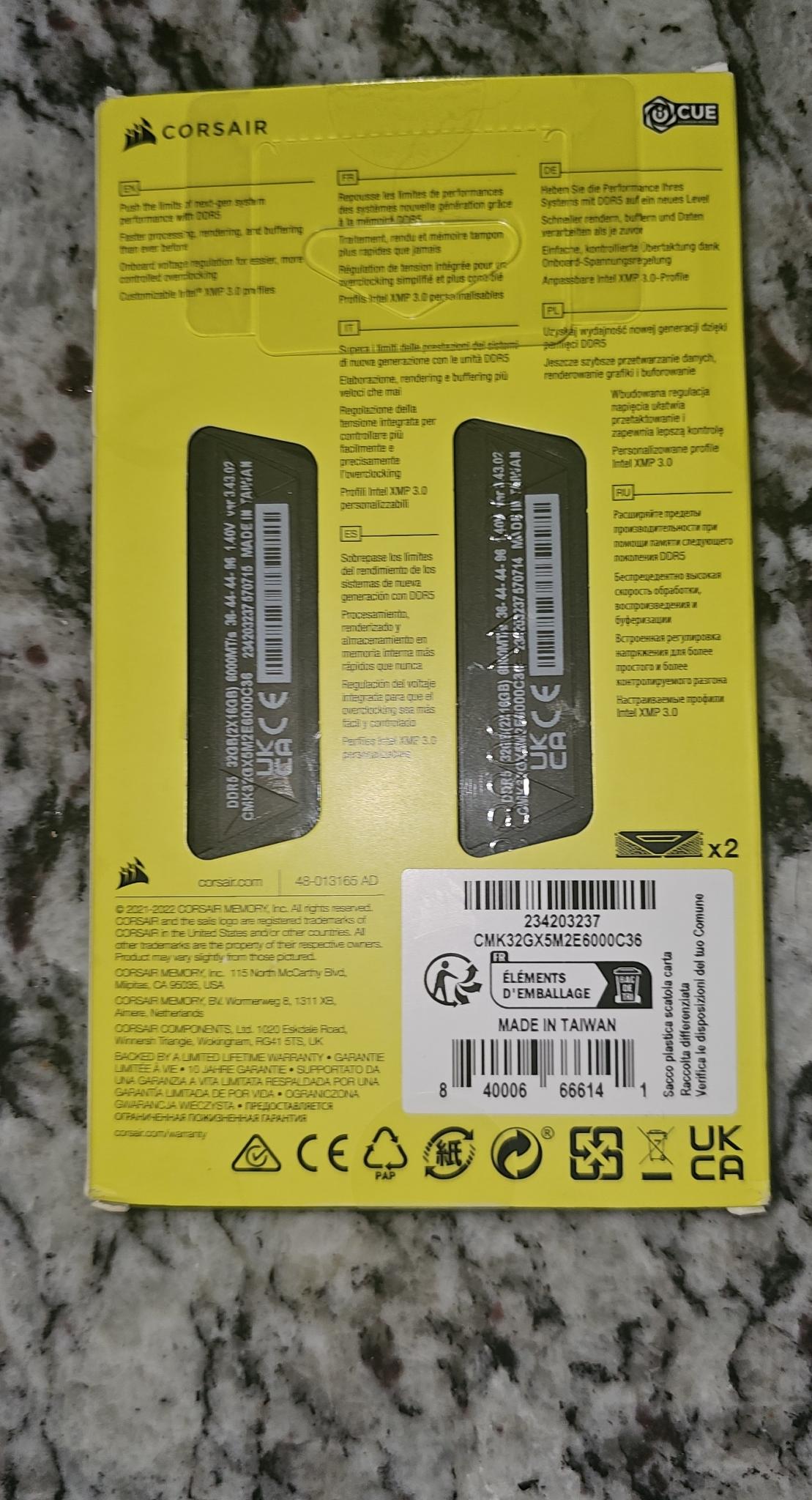 Corsair Vengeance DDR5 16GBx2 XMP