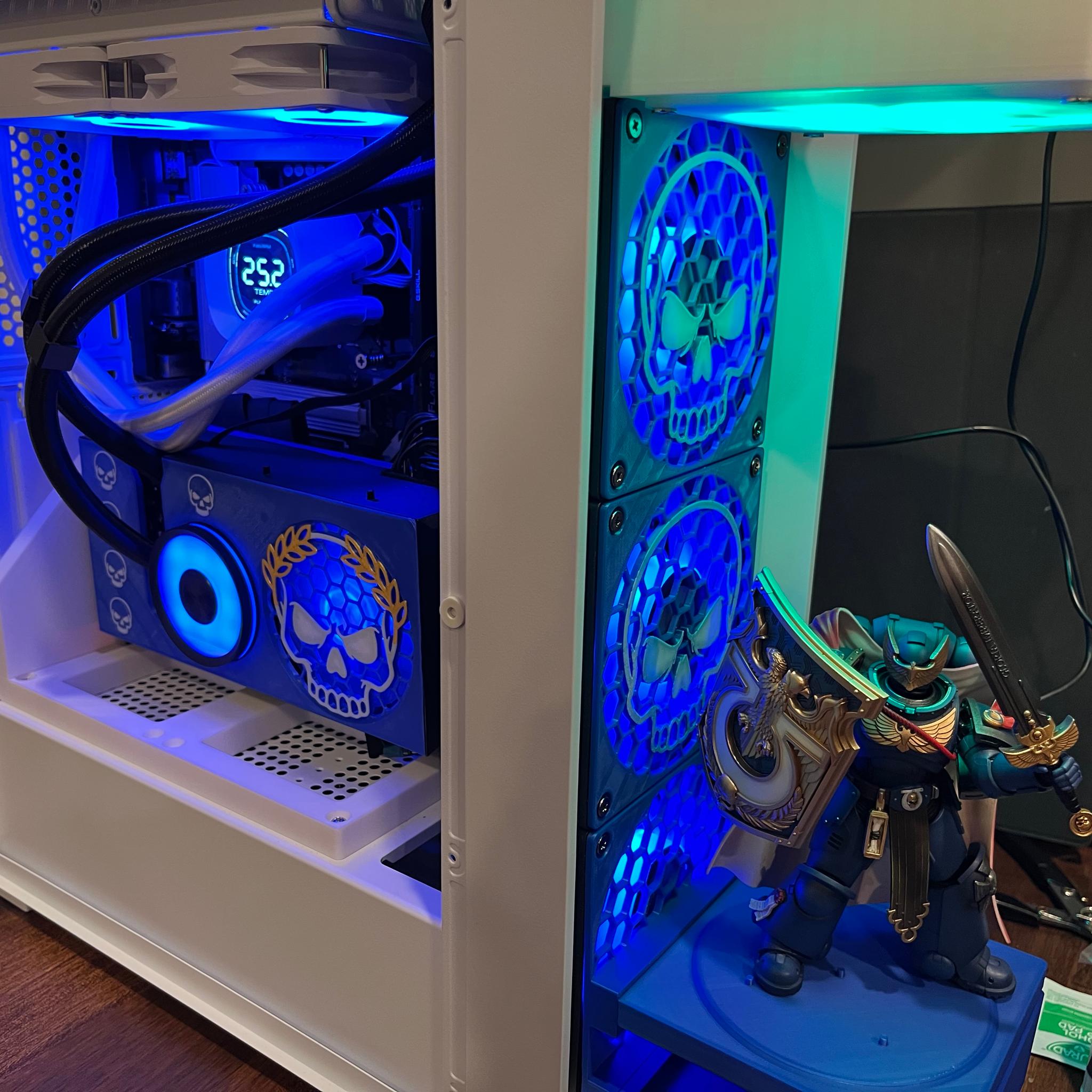 GRIMDARK RTX3080 250KF+ 16GB DDR5 PC w/ Warhammer 40K Action Figure - Dual AIO Watercool...
