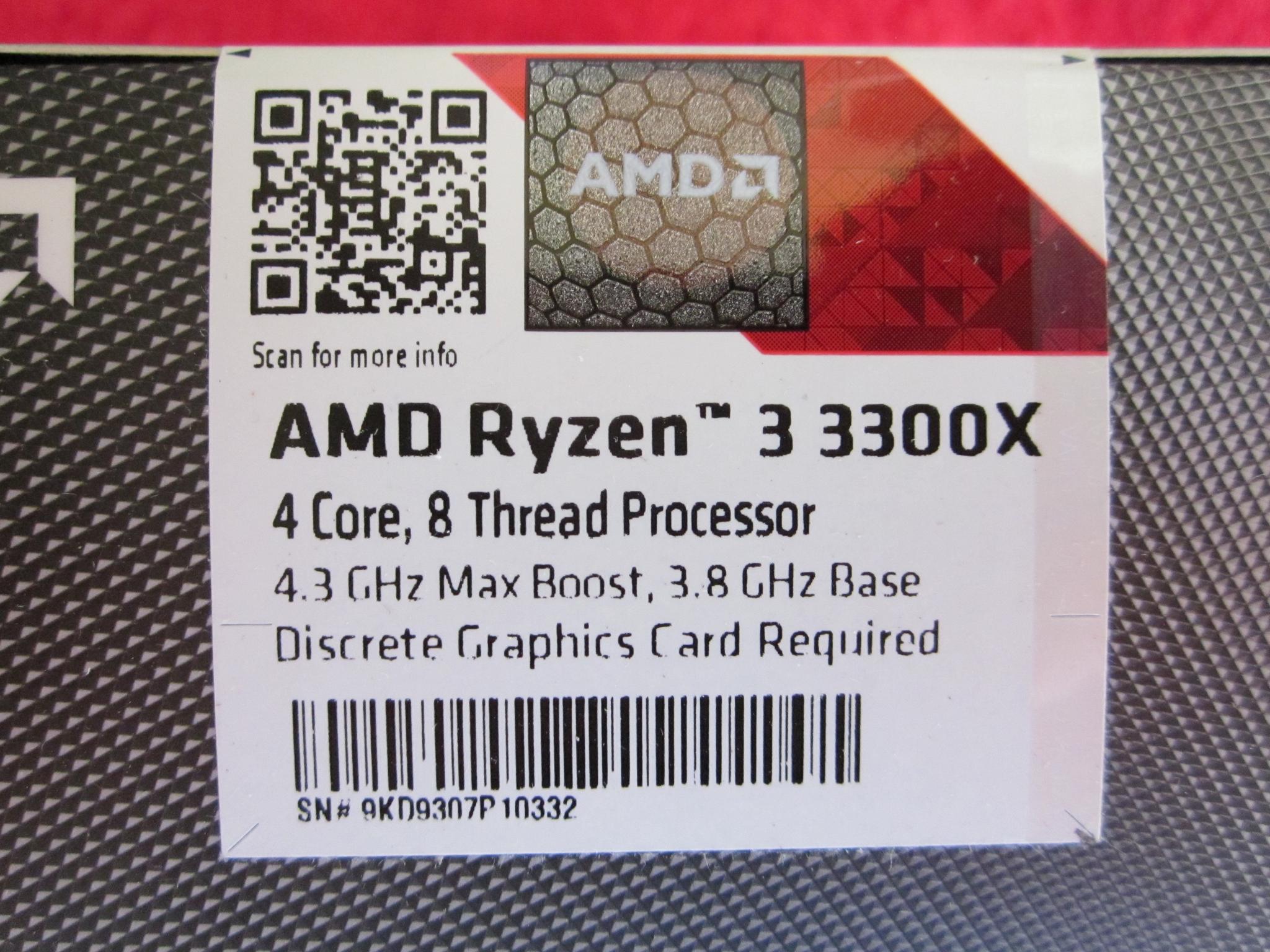 NEW! AMD Ryzen 3 3300X Processor (100-100000159BOX)