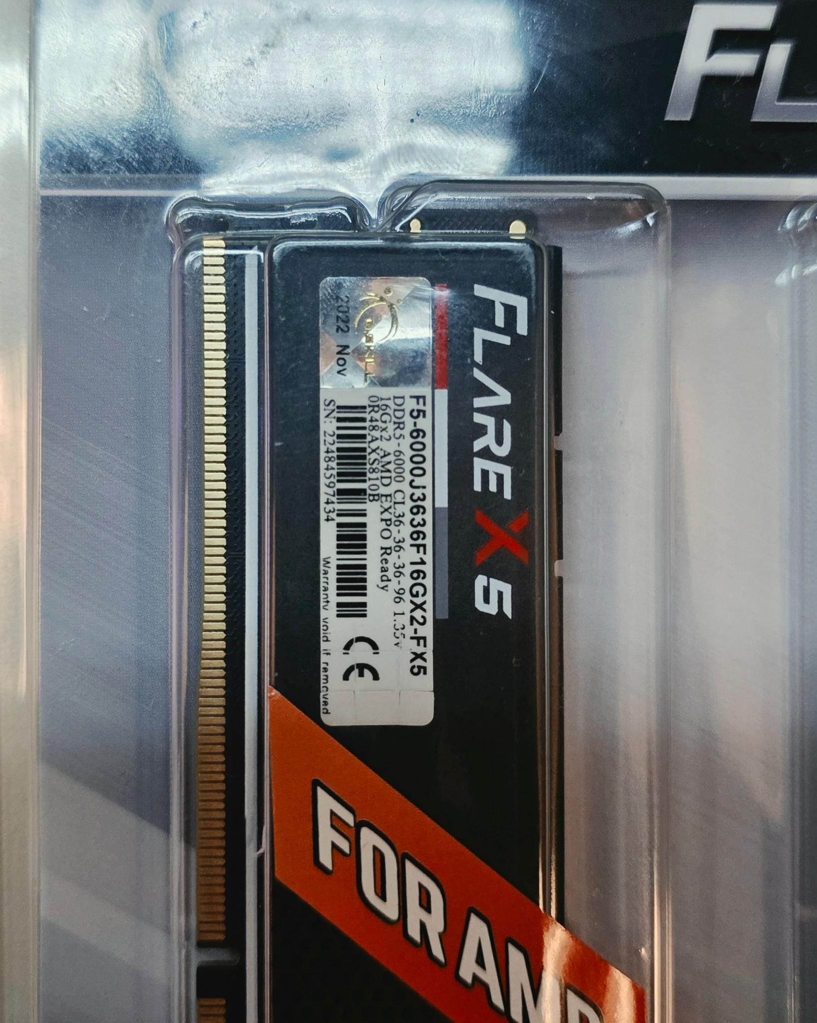 G.Skill Flare X5 Series AMD EXPO DDR5 RAM 32GB (2 x 16GB) 6000MT/s CL36-36-36-96 Low Profile