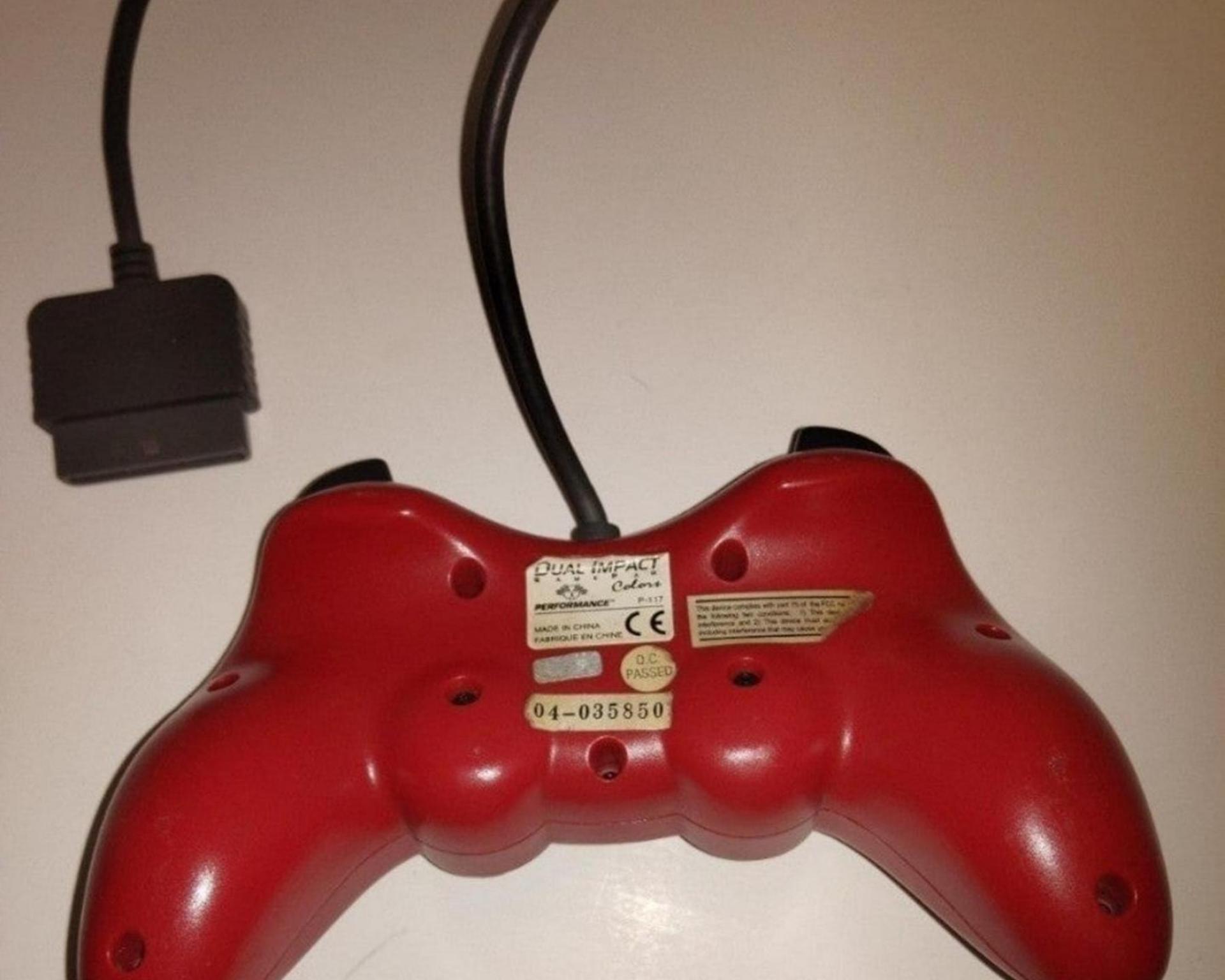 Sony PlayStation PS1 PS2 Red Dual Shock Analog Controller Video Game Gaming