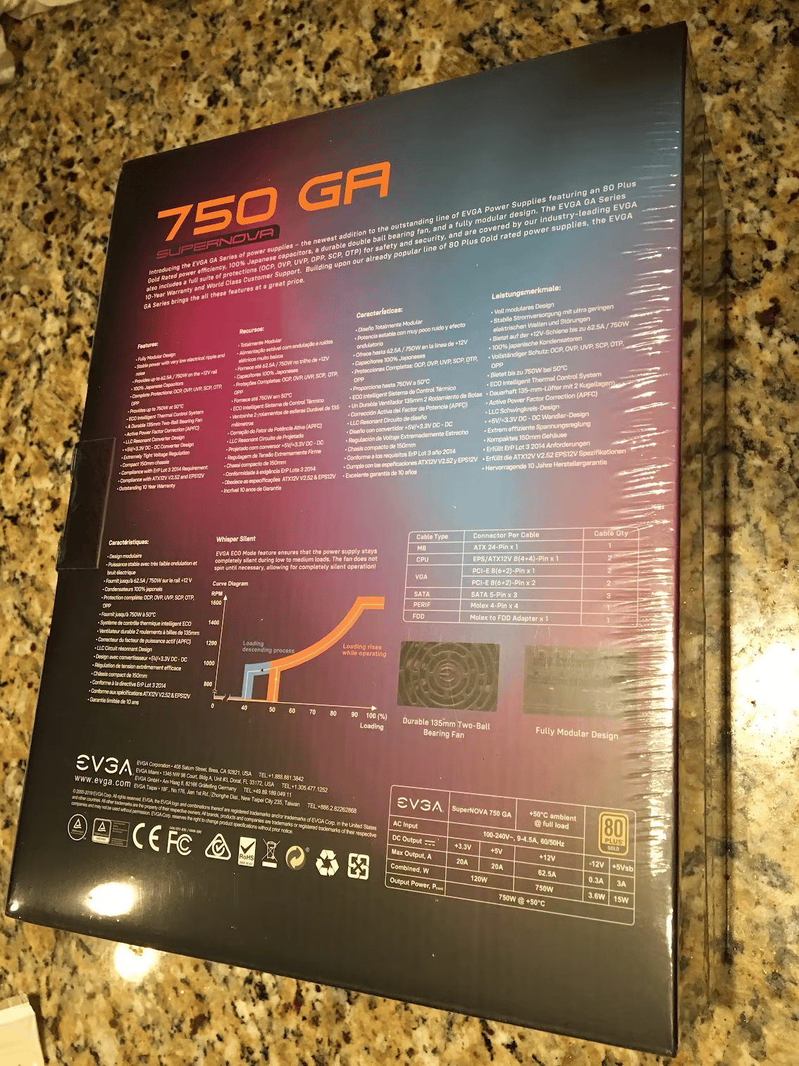 EVGA SuperNOVA 750 GA, 80 Plus Gold