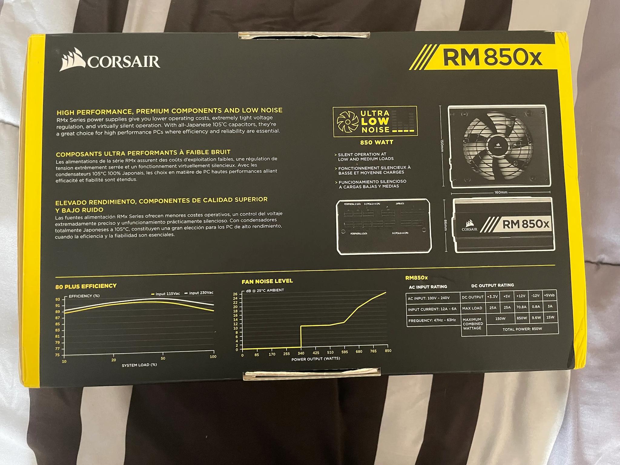Corsair RMX Series, RM850x, 850 Watt, 80+ Gold Certified, Fully Modular