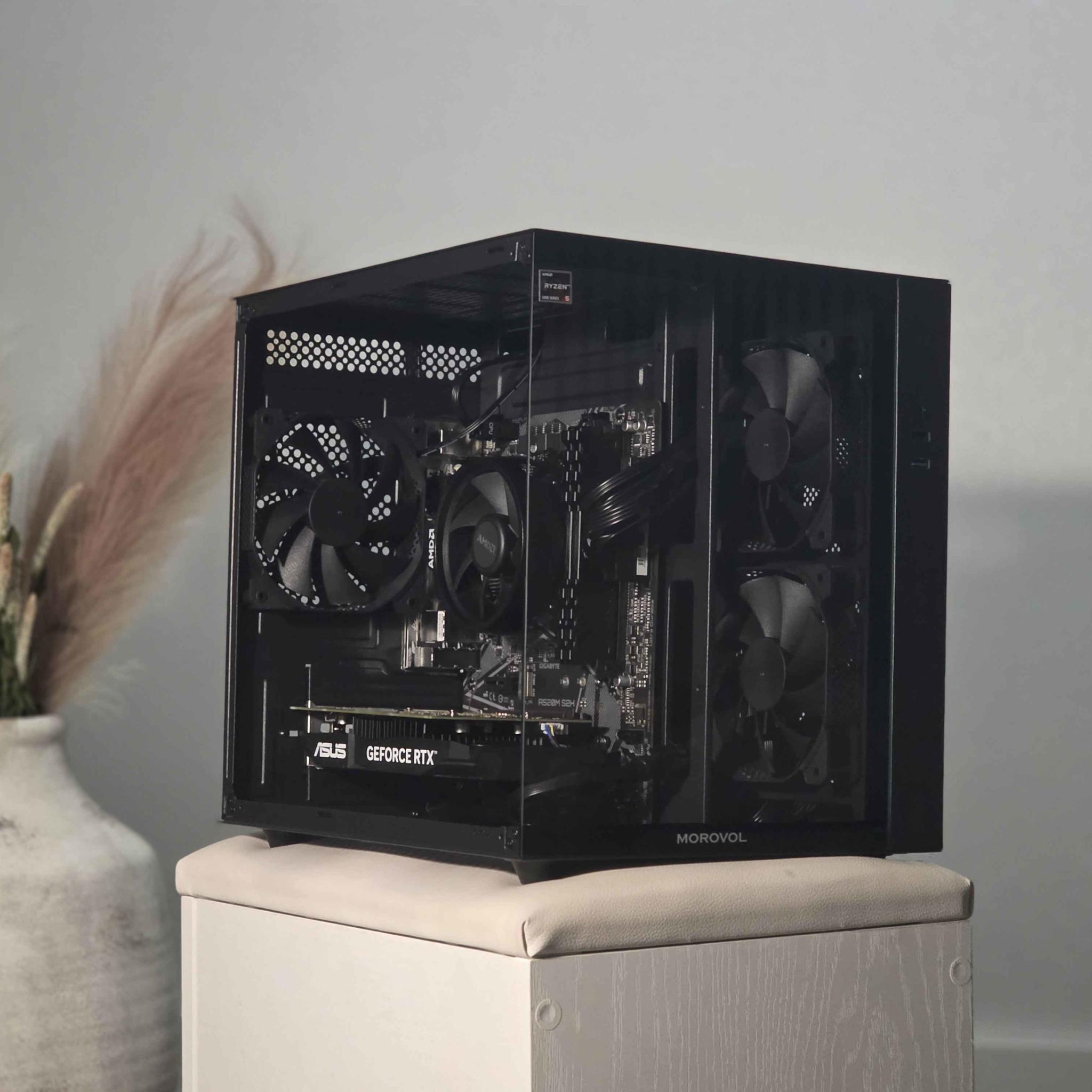 All-Black Gaming PC – Ryzen 5 5500 + RTX 3050 | 16GB RAM | 1TB Storage | Windows 11