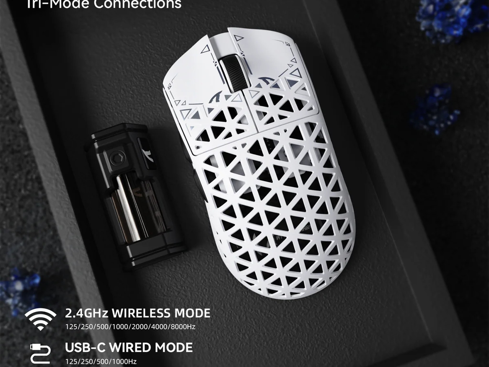 NEW White Attack Shark R5 Ultra 39g Carbon Fiber Gaming Mouse PAW3950MAX 8K Wireless 42K DPI