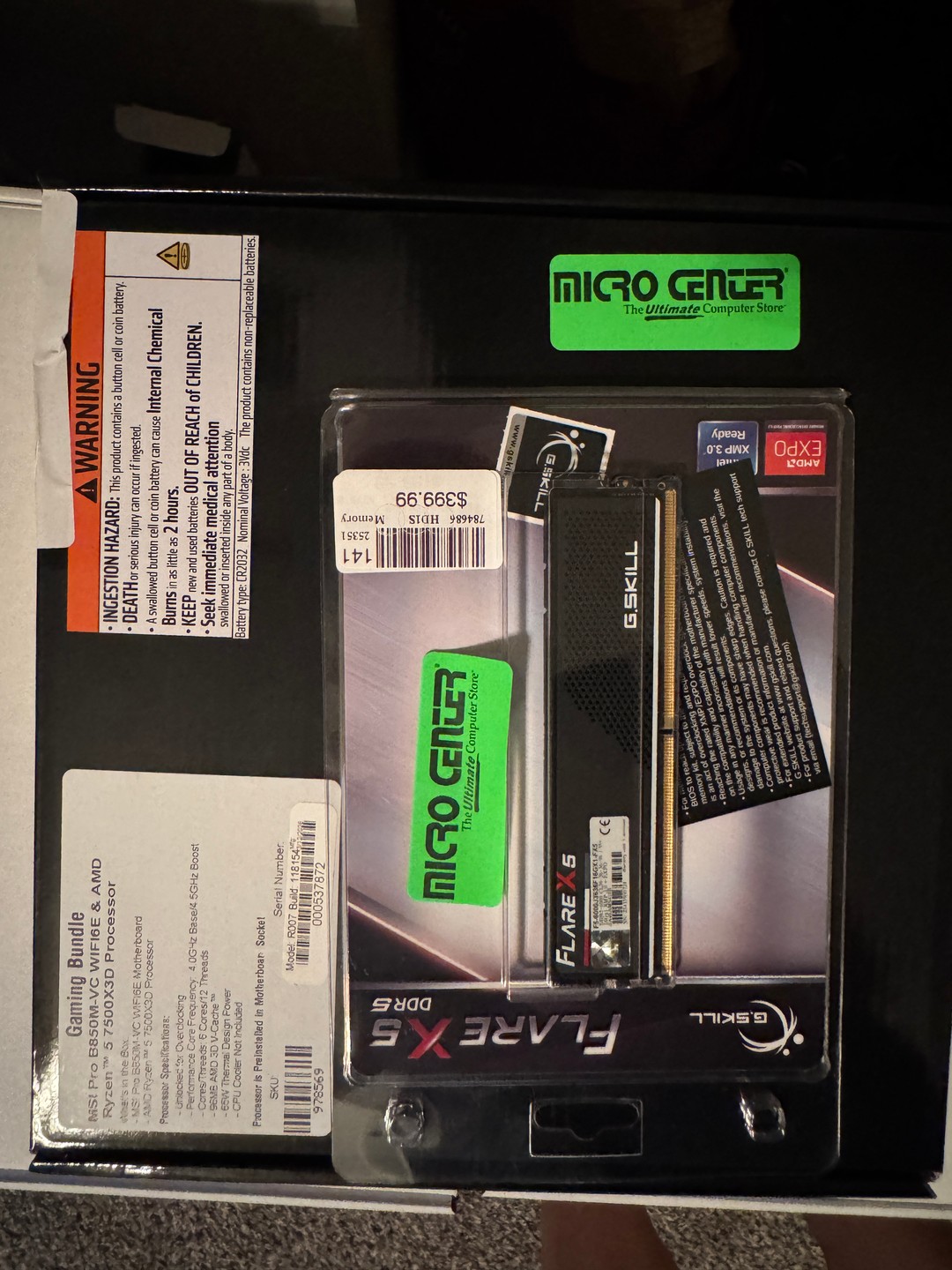 AMD Ryzen 5 7500X3D + MSI B850M-VC Pro WiFi AM5 + 16GB DDR5-6000