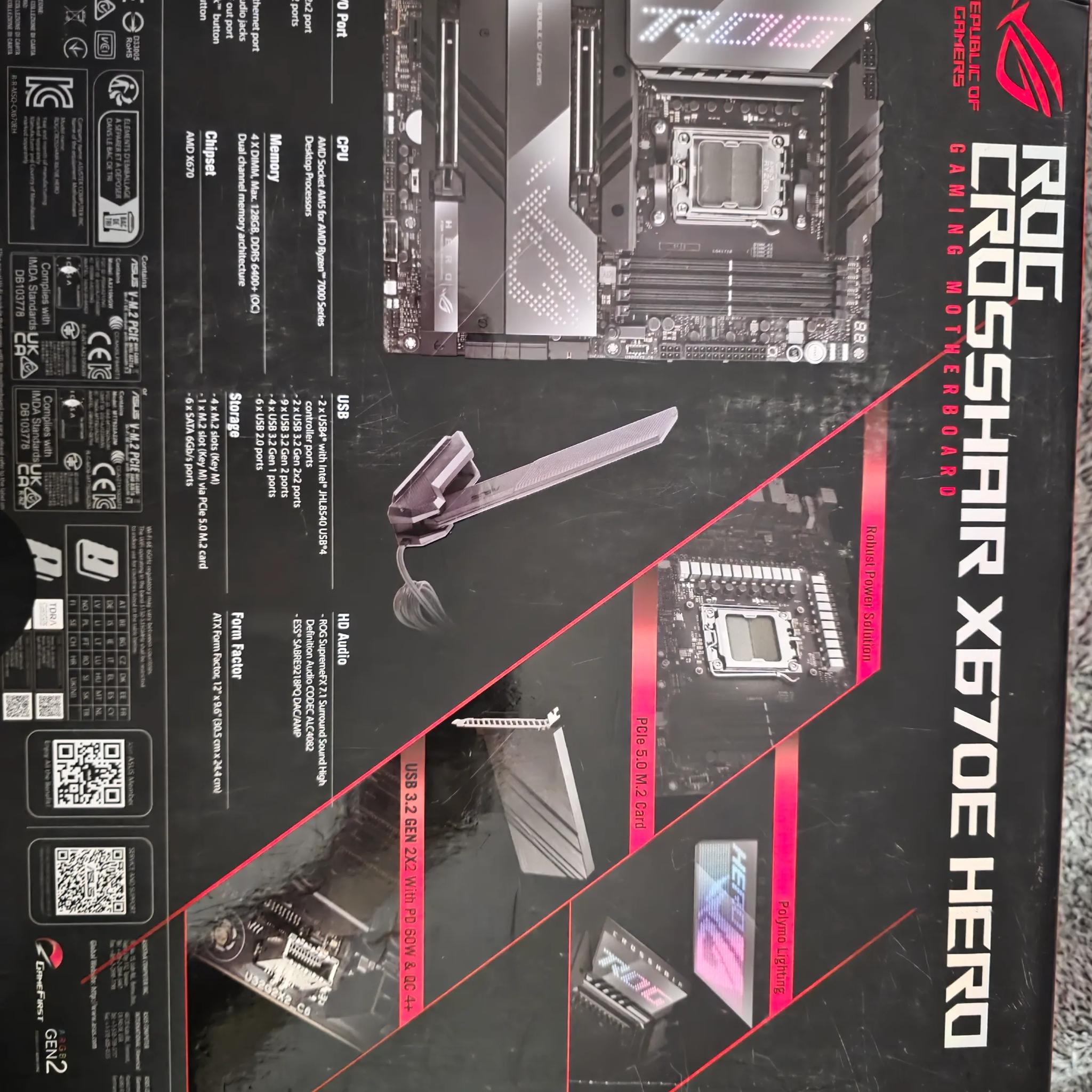 AMD ROG Bundle  X670e crosshair hero , G. Skill Trident Z 32gbs6000MTCL30-40-40-96