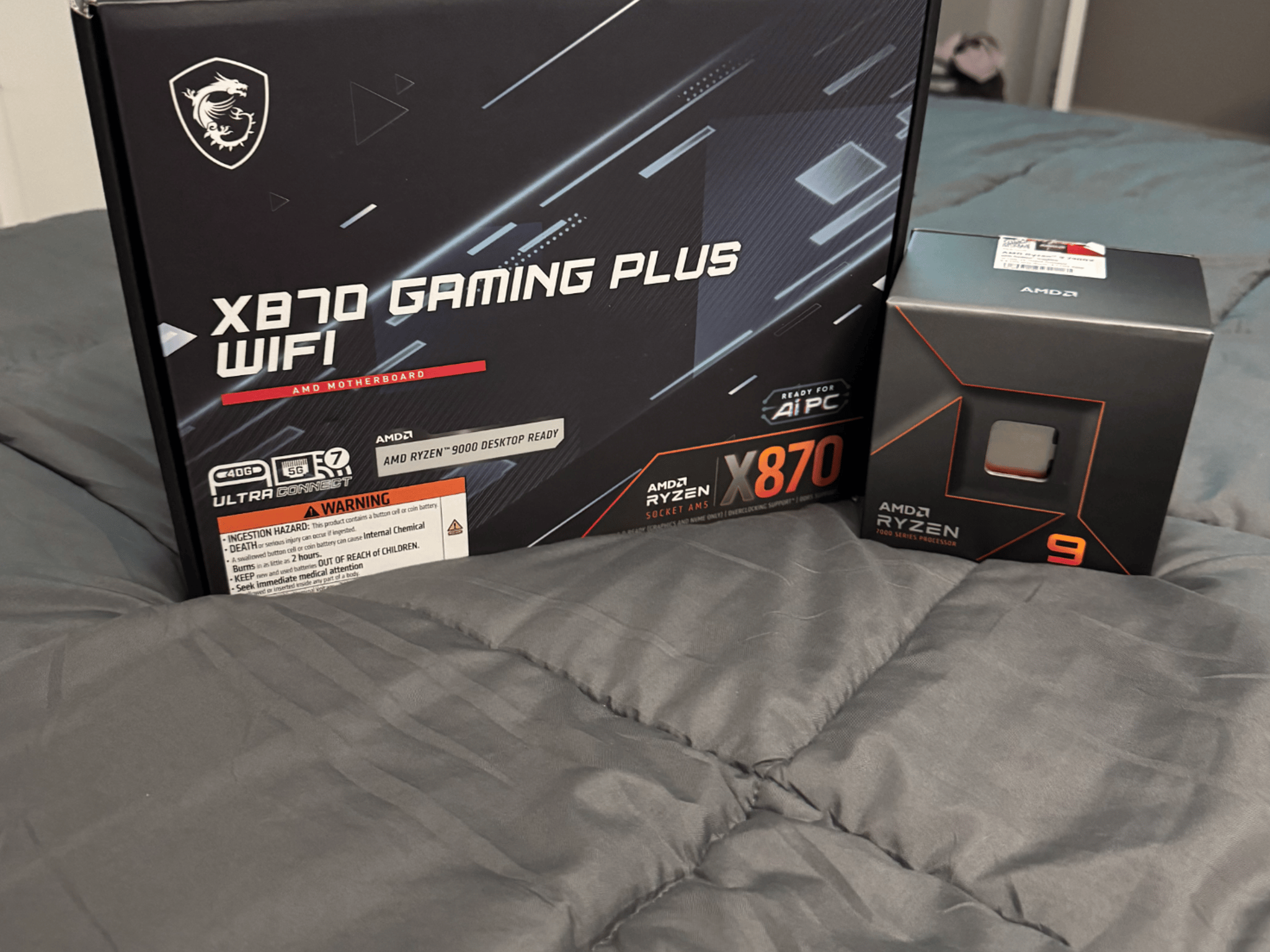 MSI x870 Gaming Plus Wifi Motherboard + Ryzen 9 7900X 12 Core 4.7Ghz Base CPU