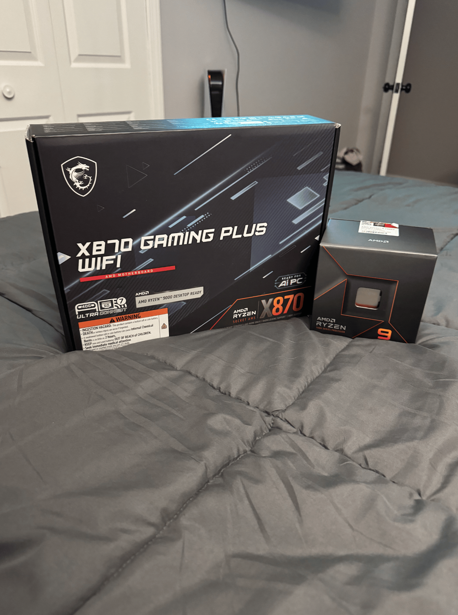 MSI x870 Gaming Plus Wifi Motherboard + Ryzen 9 7900X 12 Core 4.7Ghz Base CPU