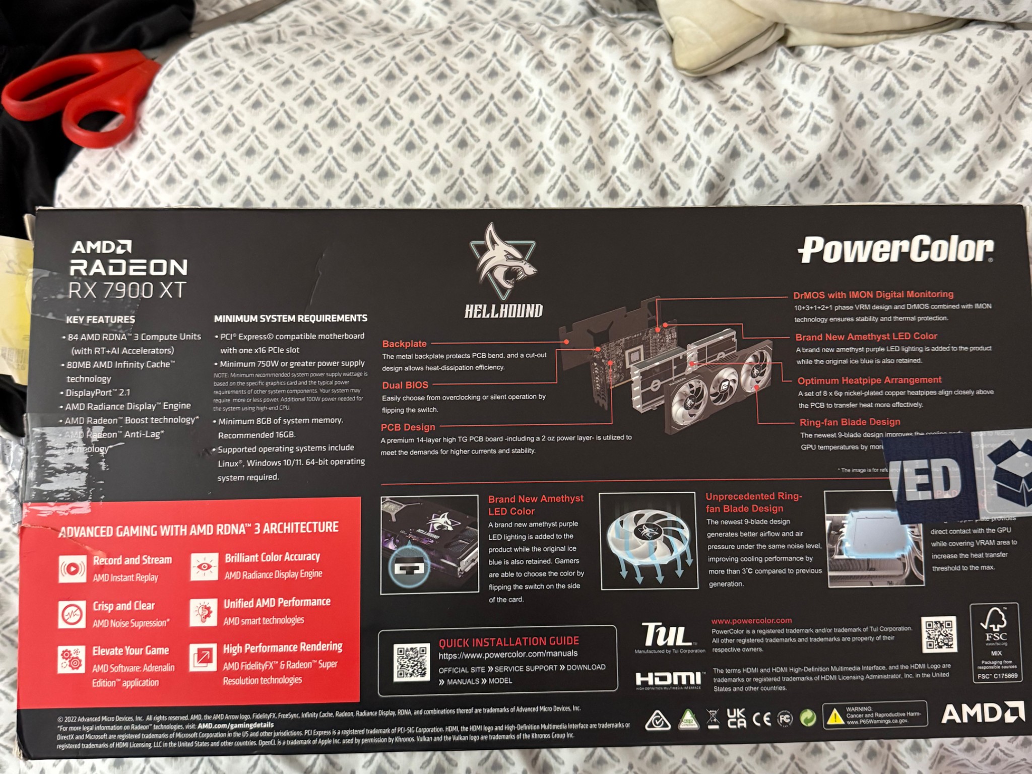PowerColor AMD Radeon RX 7900 XT Hellhound Overclocked Triple Fan 20GB GDDR6 PCI