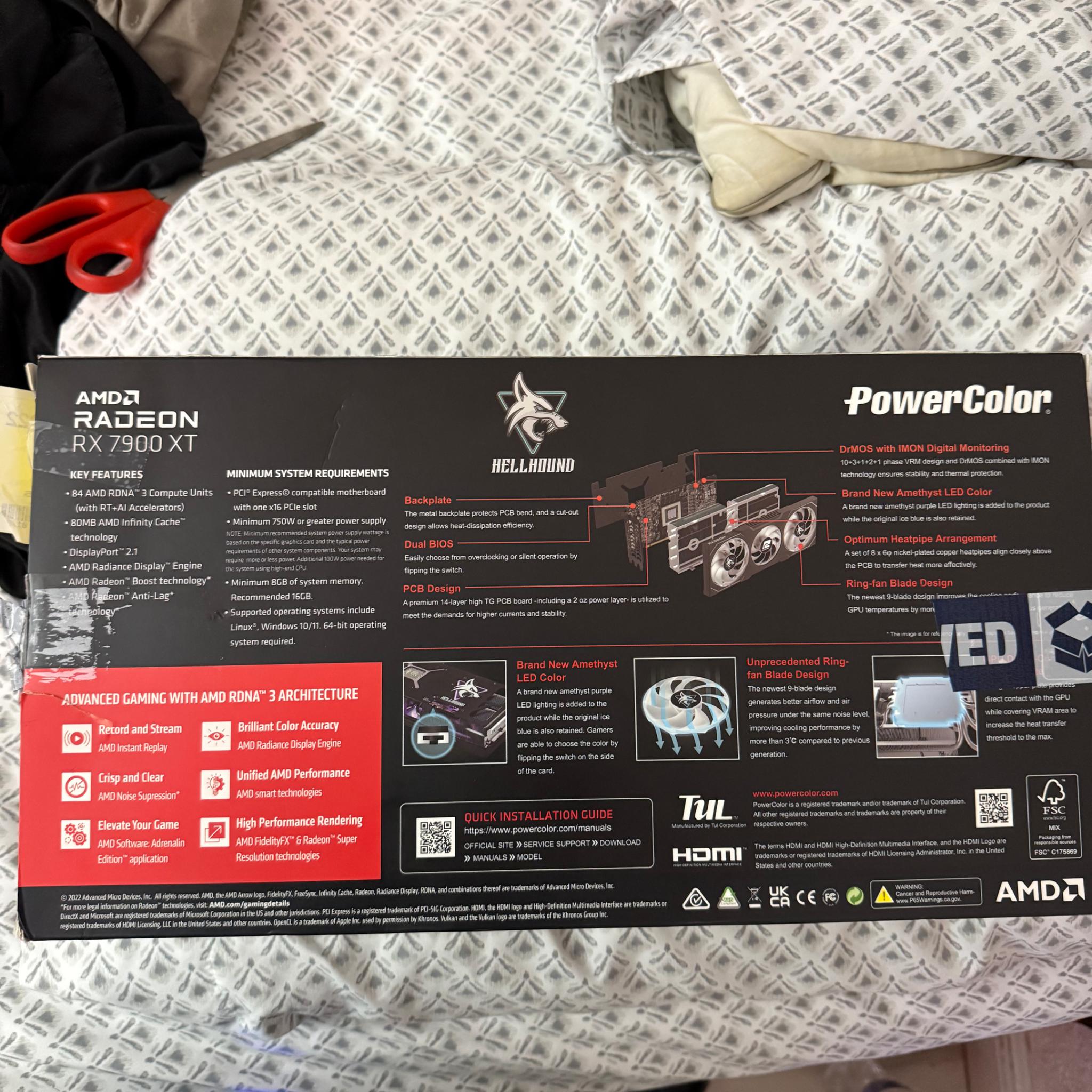 PowerColor AMD Radeon RX 7900 XT Hellhound Overclocked Triple Fan 20GB GDDR6 PCI