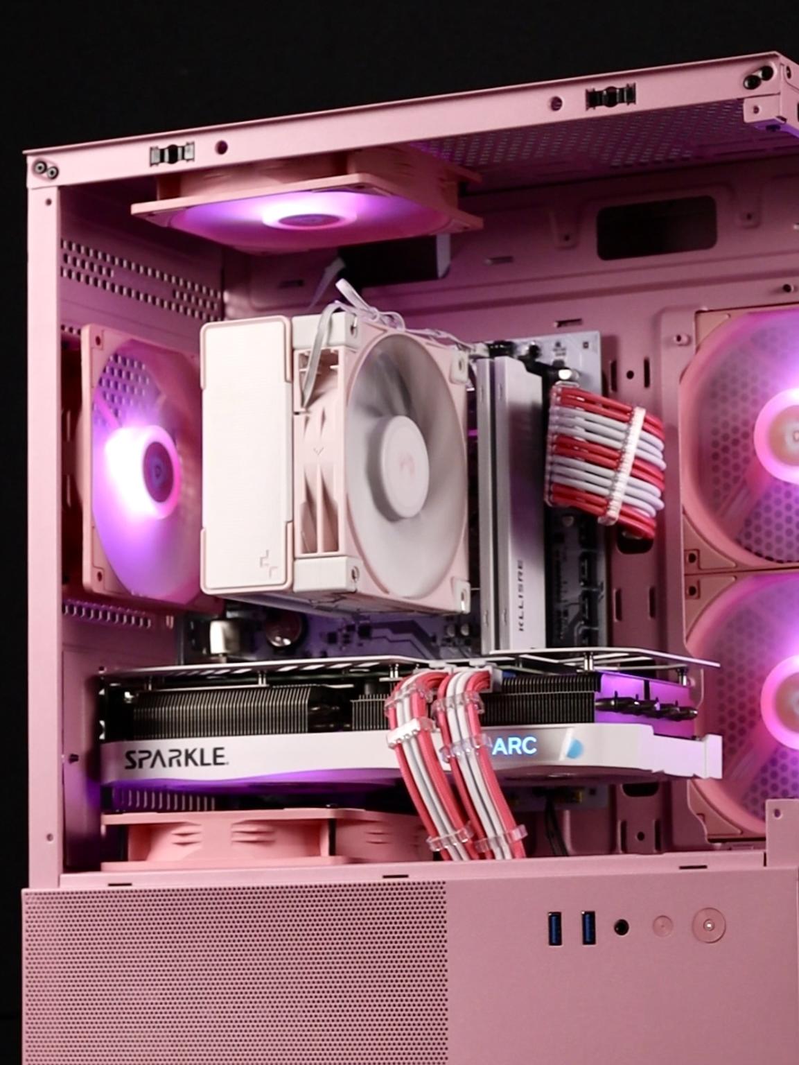 🎀 Pink Gaming PC 🎀 Intel Arc A750 🩷 Ryzen 5 5500 🩷 16GB DDR4 🩷 1TB NVMe SSD
