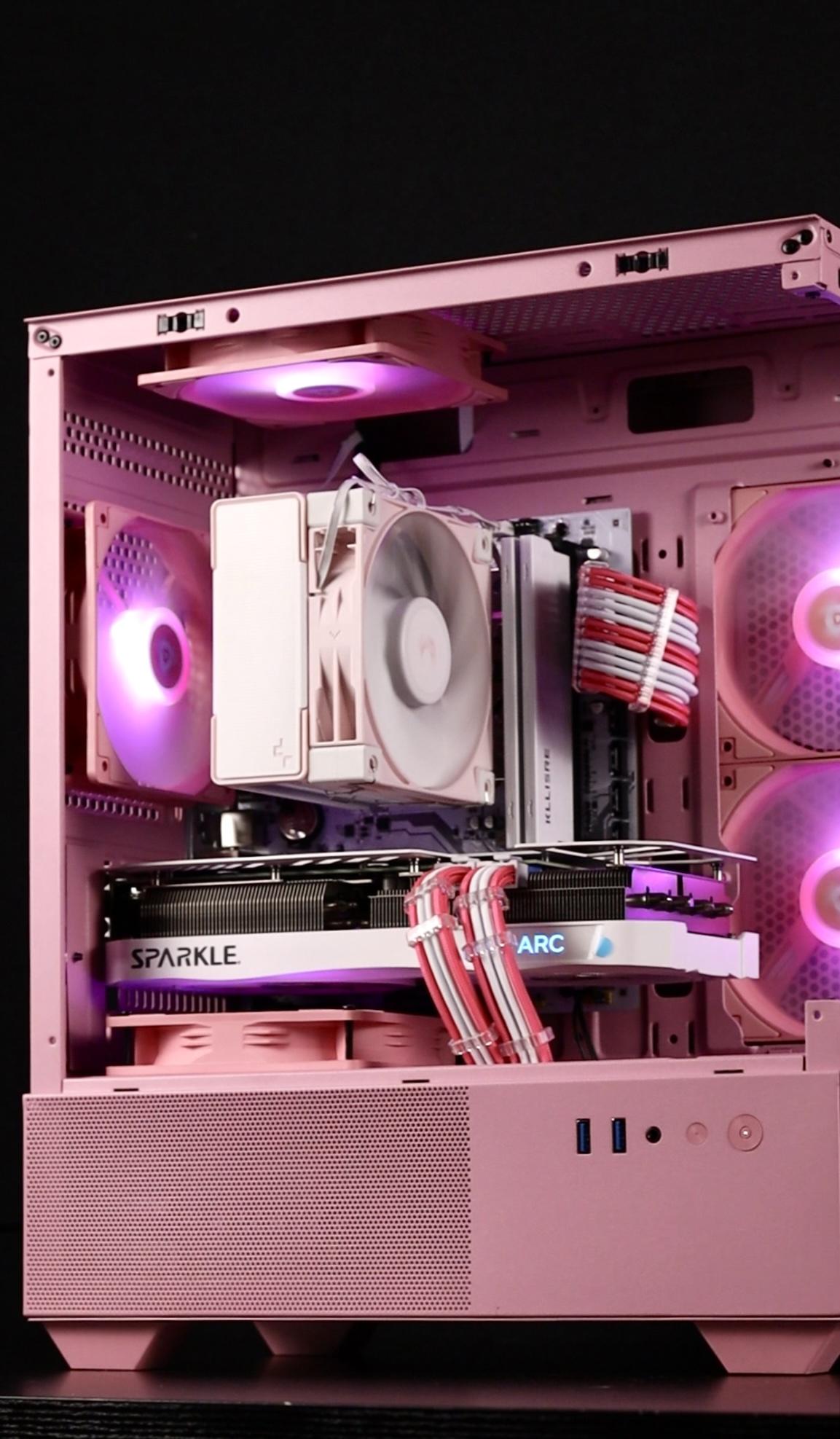🎀 Pink Gaming PC 🎀 Intel Arc A750 🩷 Ryzen 5 5500 🩷 16GB DDR4 🩷 1TB NVMe SSD