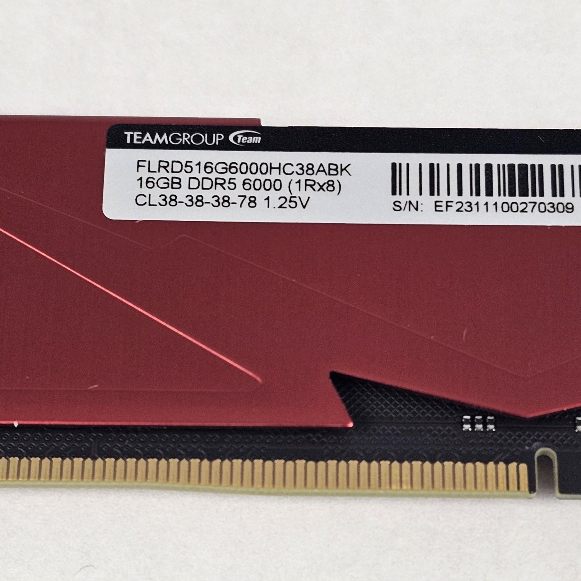 16GB DDR5 (1x16GB) CL38 6000MT/s TEAMGROUP T-Force Vulcan