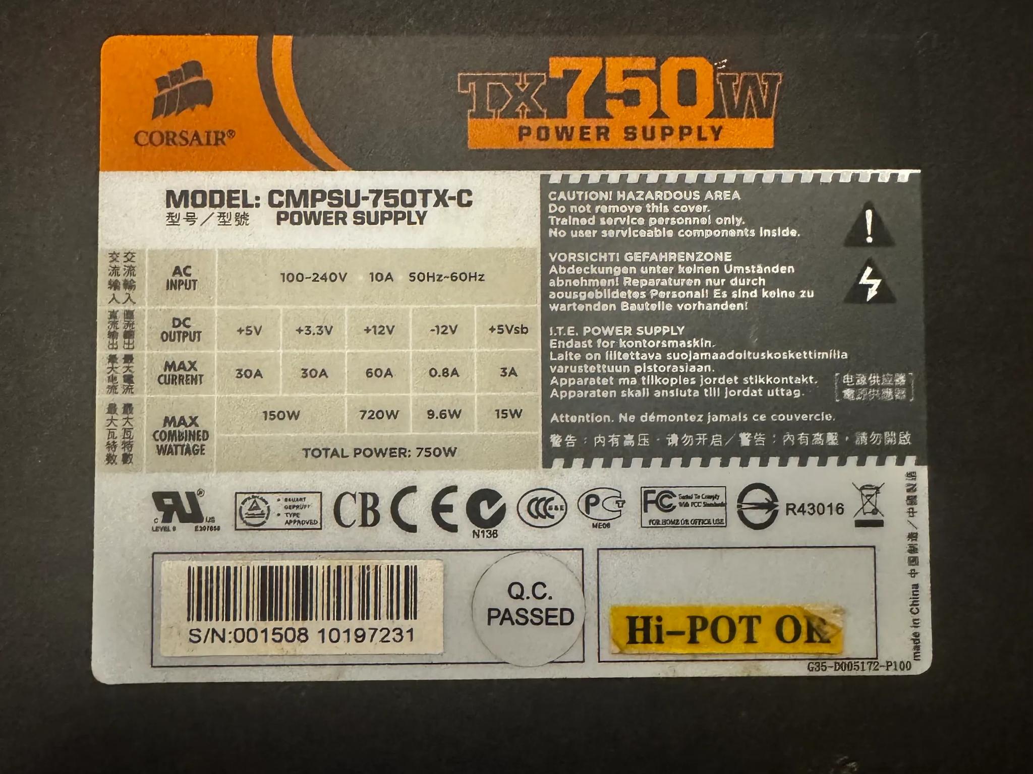 Corsair TX750W