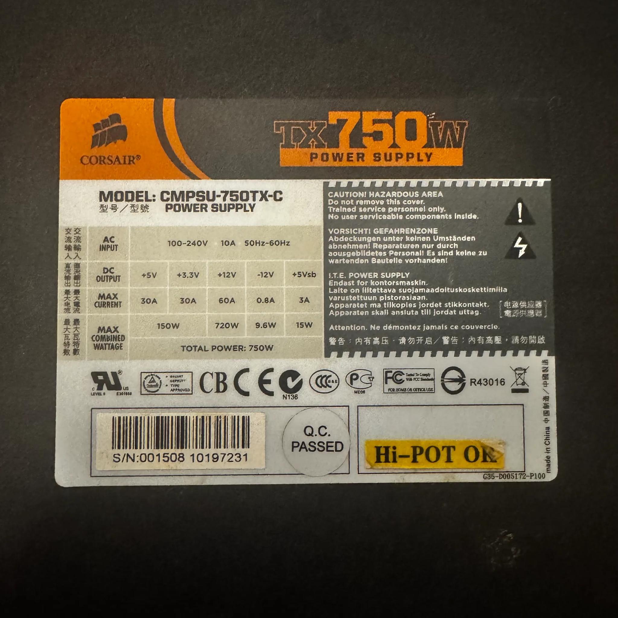 Corsair TX750W