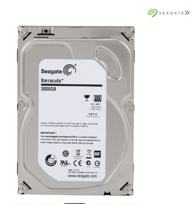 NEW SEAGATE BARRACUDA 3TB 3.5 in. SATA INTERNAL HARD DRIVE, 7400 RPM