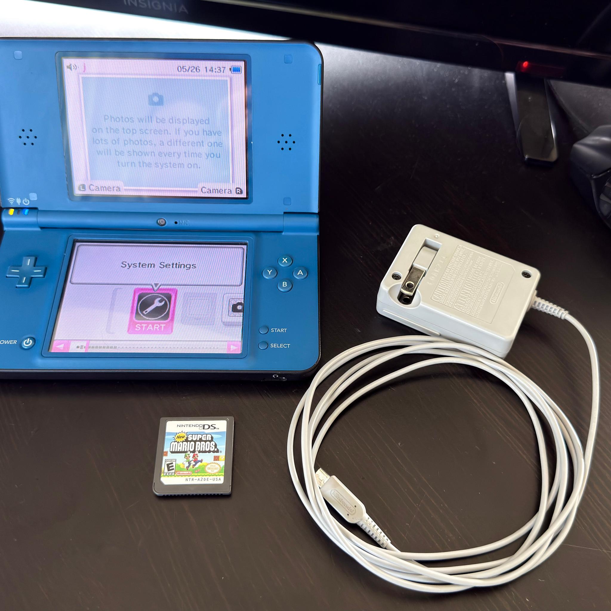 Nintendo DSi Blue Bundle + Charger + New Super Mario Bros DS | Cleaned & Tested