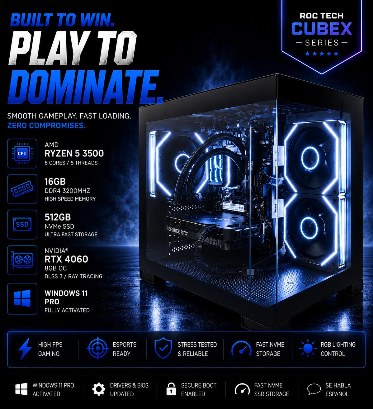 HIGH FPS Gaming PC | RTX 4060 | Ryzen 5 3500 | 16GB RAM | RGB