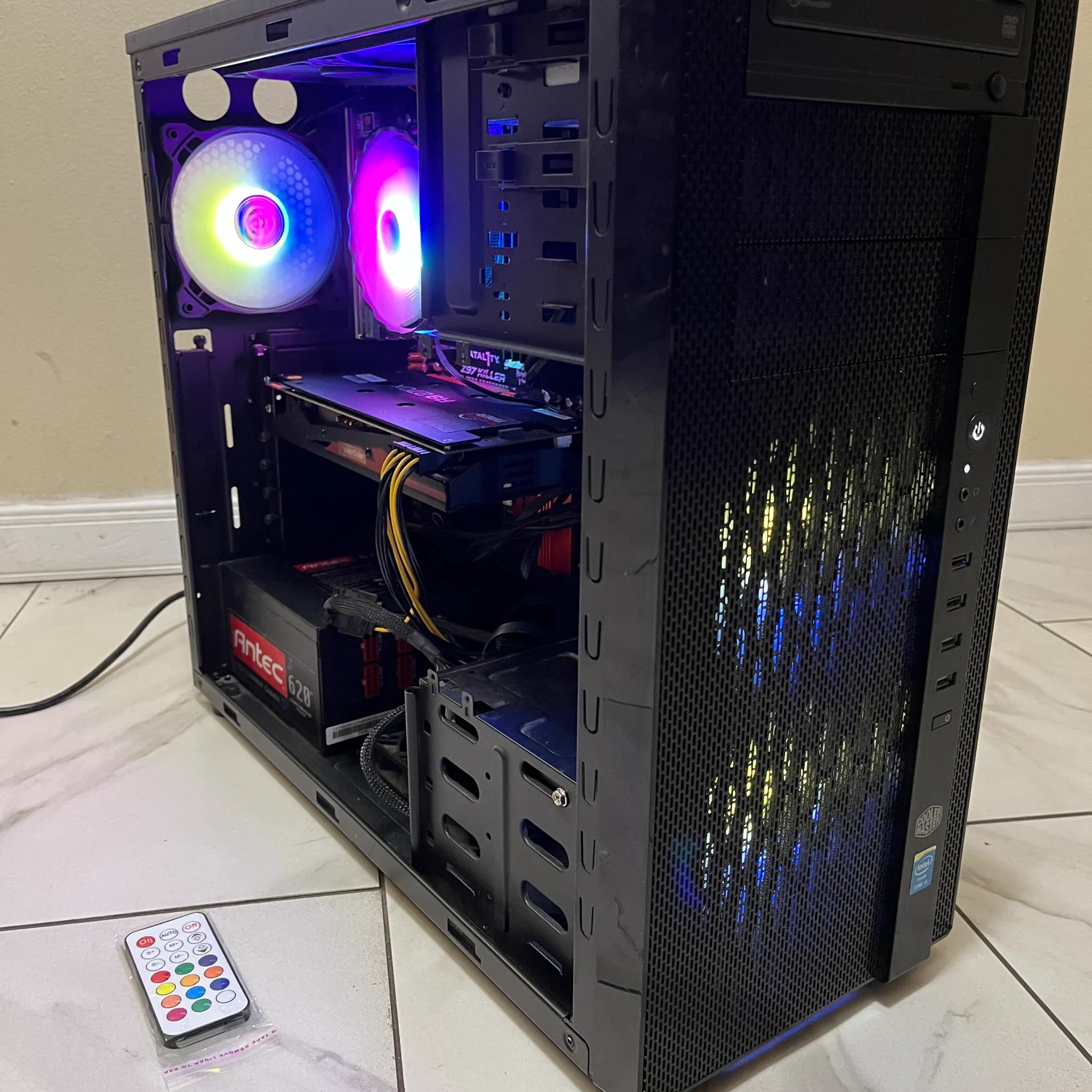 🔥 Budget RGB Gaming PC – R9 270x, Intel Core i5, 12GB RAM, 256GB SSD+1TB HDD, with RGB Remote