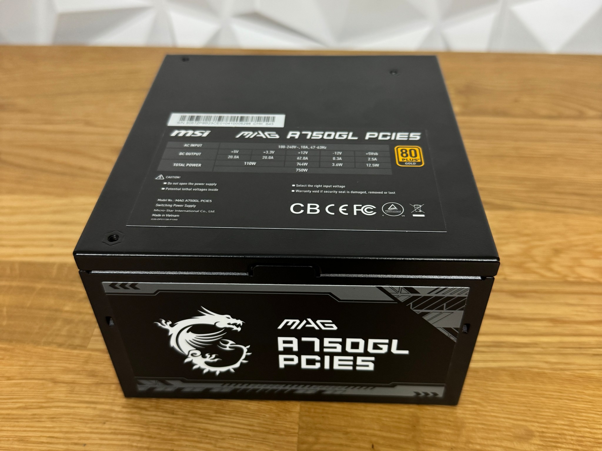 MSI MAG A750GL PCIE5 Power Supply ATX 80 Plus Gold-certified 750W PSU