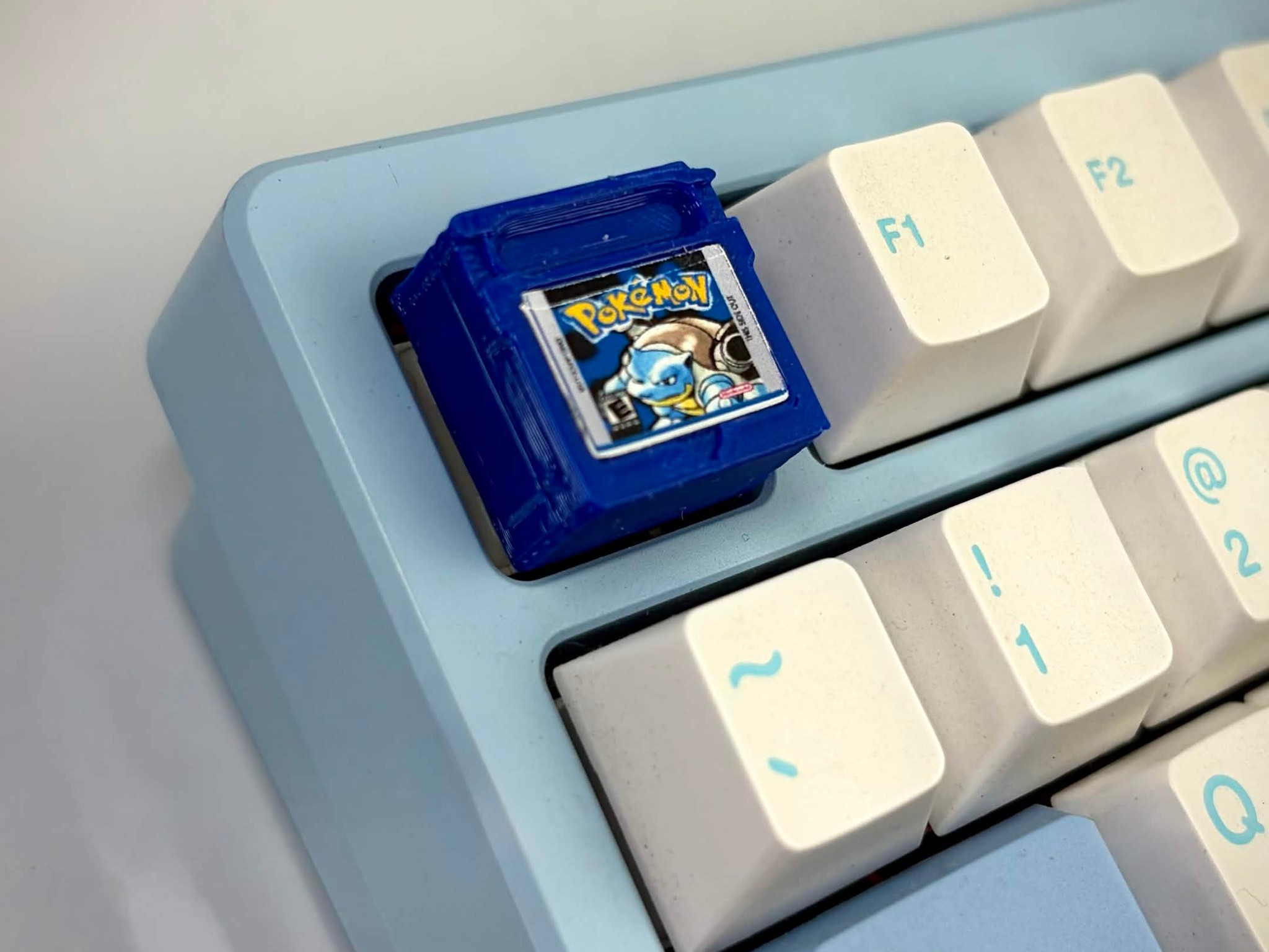 Artisan Keycap - Gameboy Pokemon Blue - Blastoise Cartridge Artisan Keycap - 3d Printed