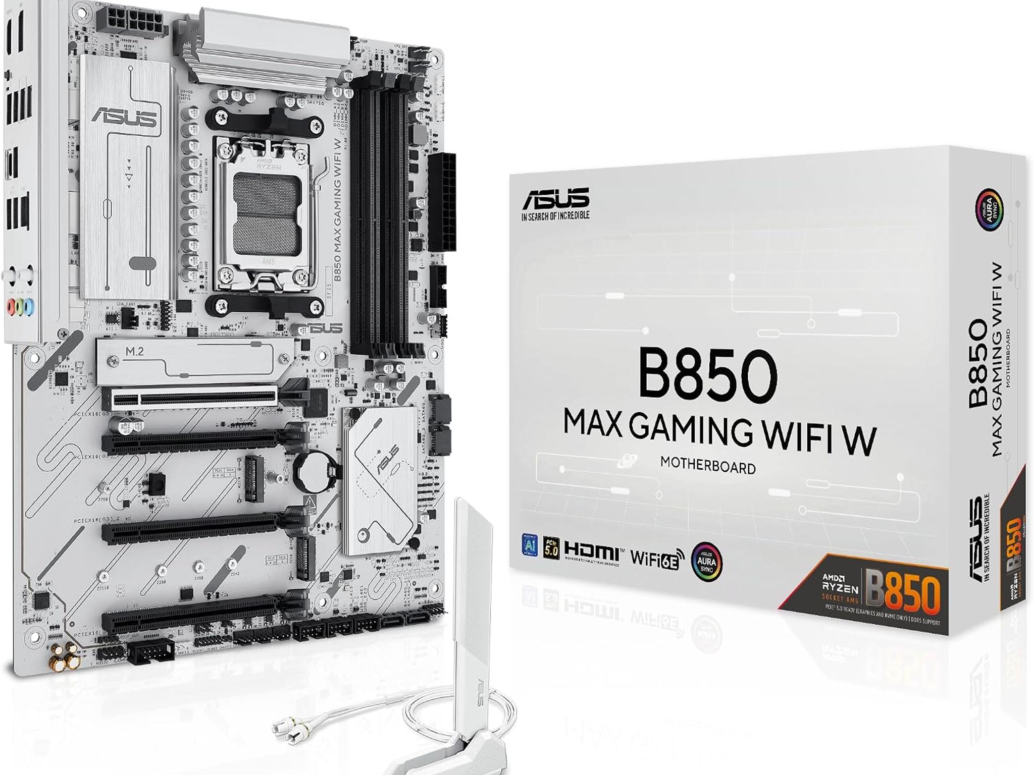 ASUS B850 MAX GAMING WIFI W AM5 Motherboard – White – WiFi 6E – Brand New Sealed