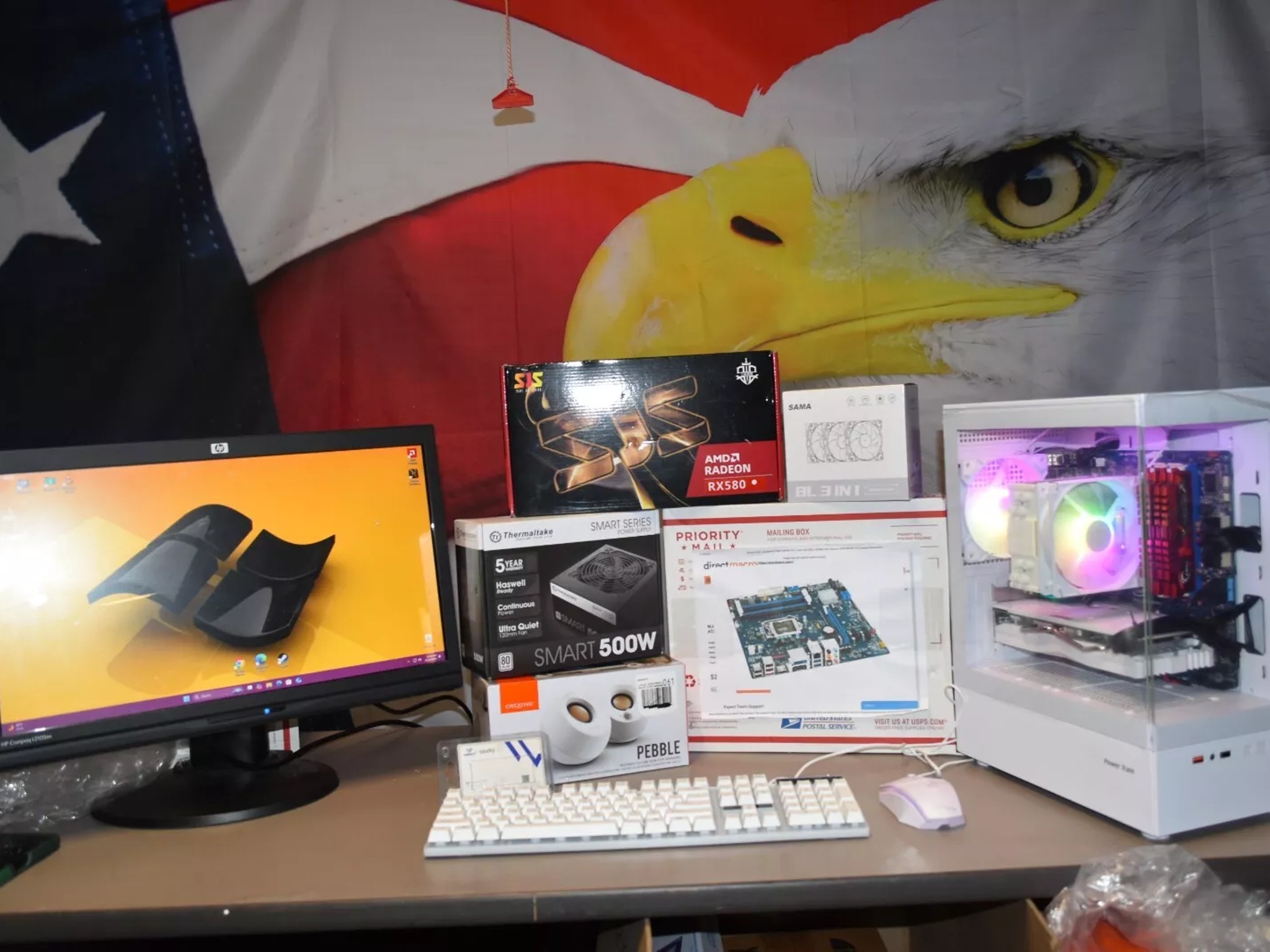 GAMING PC INTEL i7 3770 rx580 8 gb 24gb ram 500 WT PSU BUILT IN WIFI & BLUETOOH 512 GB M.2 &250 HHD