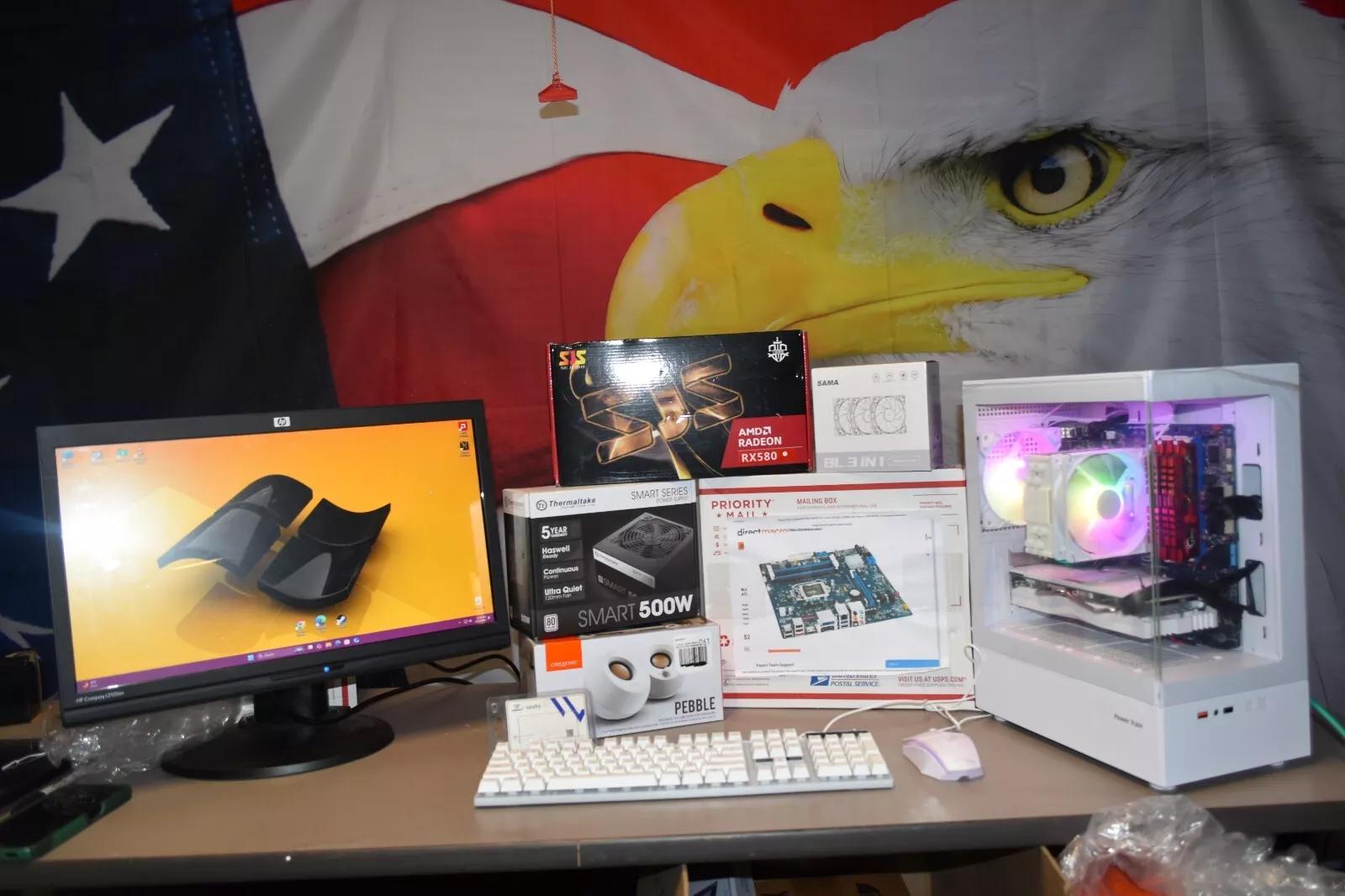 GAMING PC INTEL i7 3770 rx580 8 gb 24gb ram 500 WT PSU BUILT IN WIFI & BLUETOOH 512 GB M.2 &250 HHD