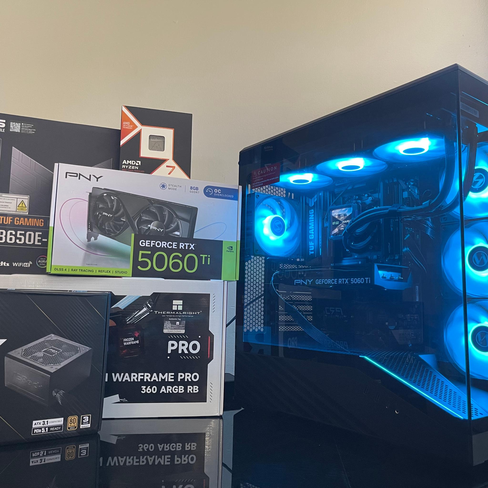 1440p Gaming PC/ RTX 5060 TI/ Ryzen 5 7500X3d/ 16Gb DDR5/ 1Tb NVMe/ liquid cooled