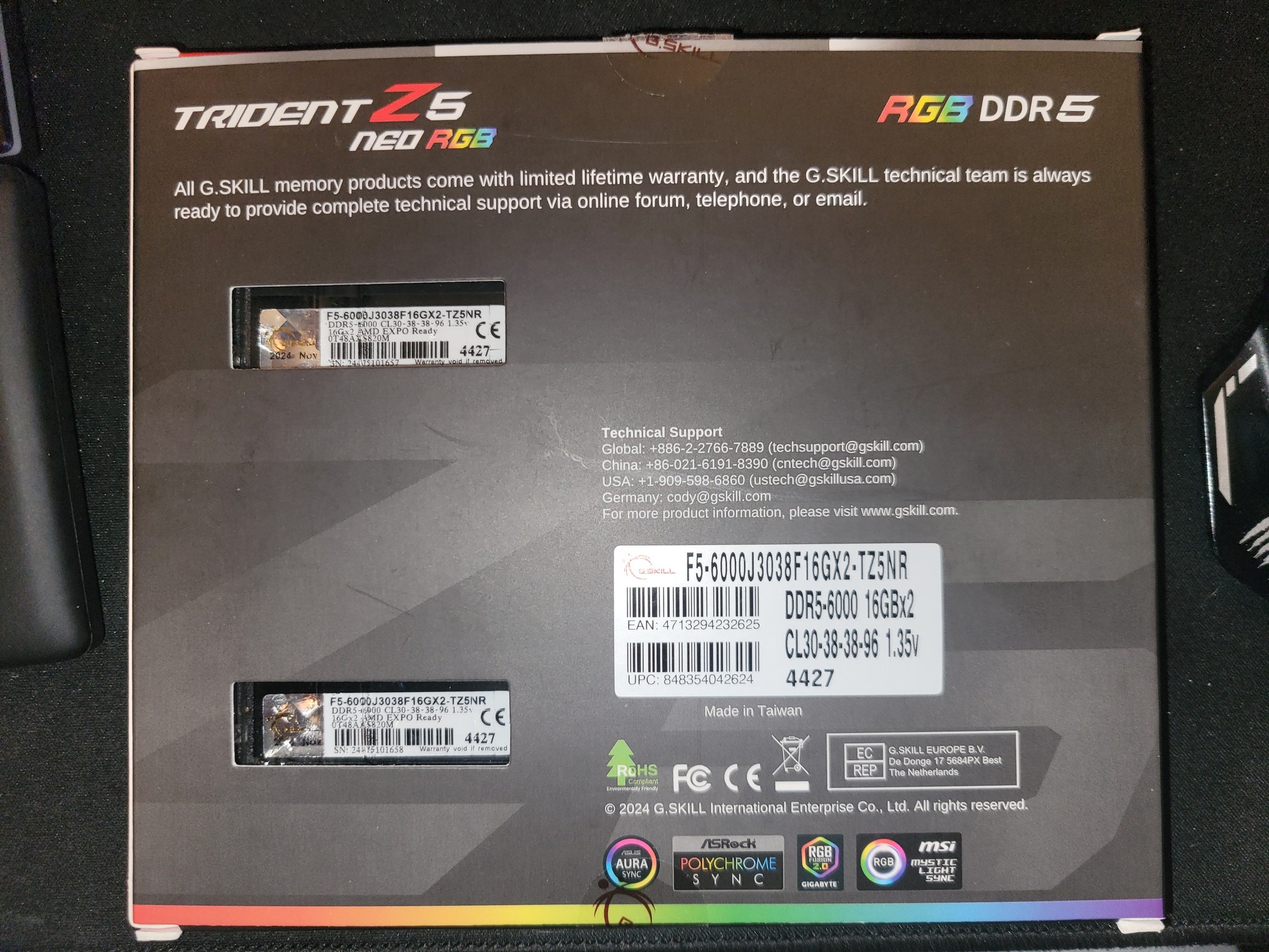 G.Skill Trident Z5 32GB CL30 32GB (16 x 2) DDR5 RGB AMD Expo Neo
