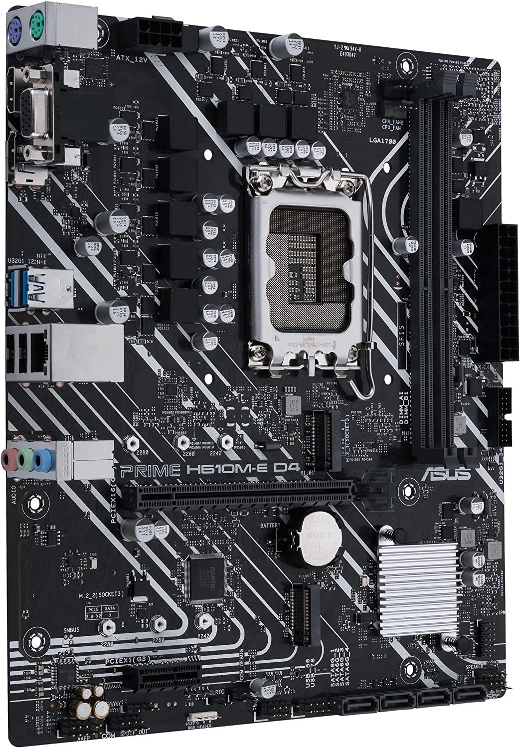 ASUS PRIME H610M-E D4 Intel H610 LGA 1700 microATX DDR4 Desktop Motherboard