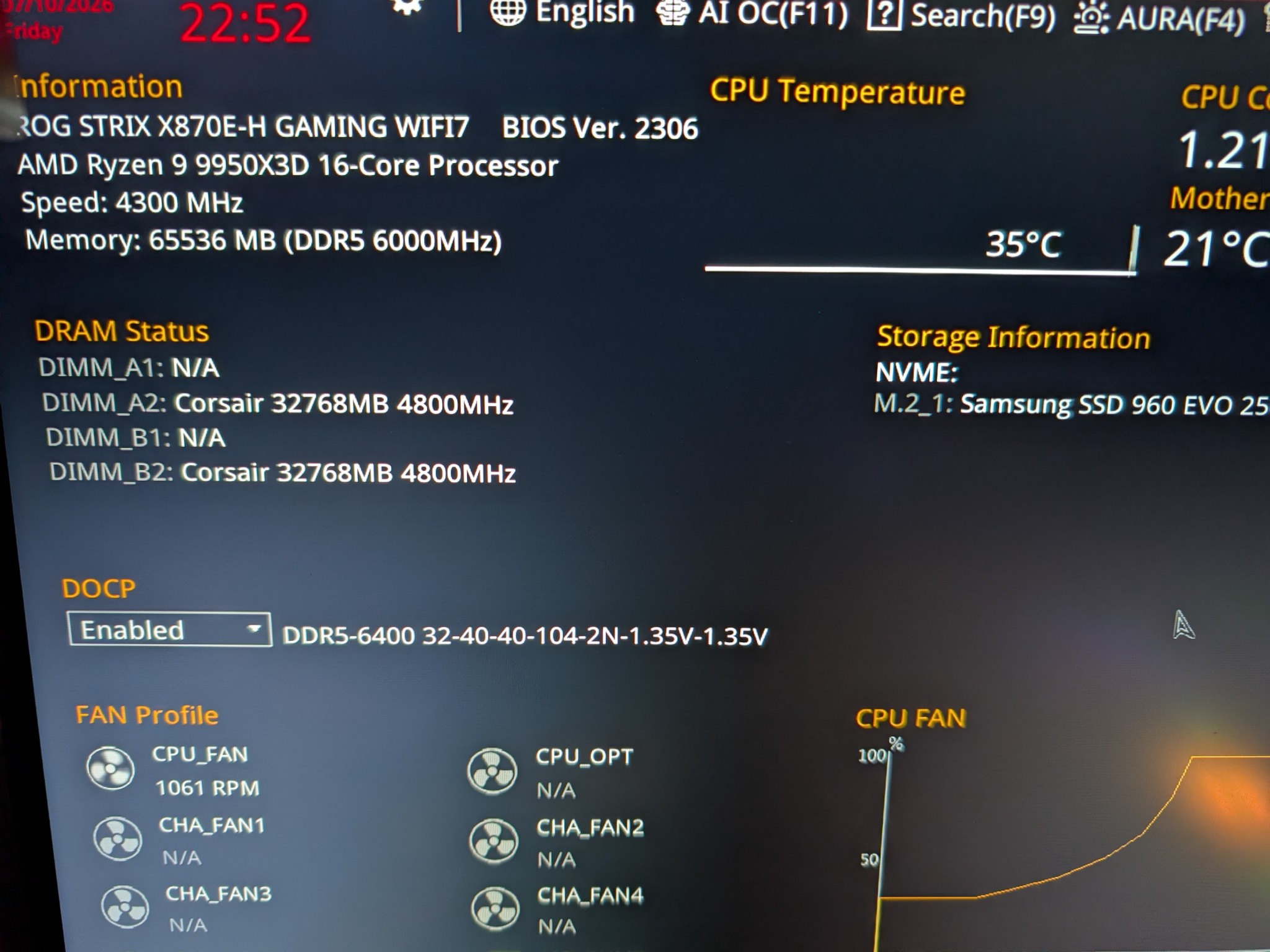 Asus ROG STRIX X870E-H GAMING WIFI7 ATX AM5 Motherboard