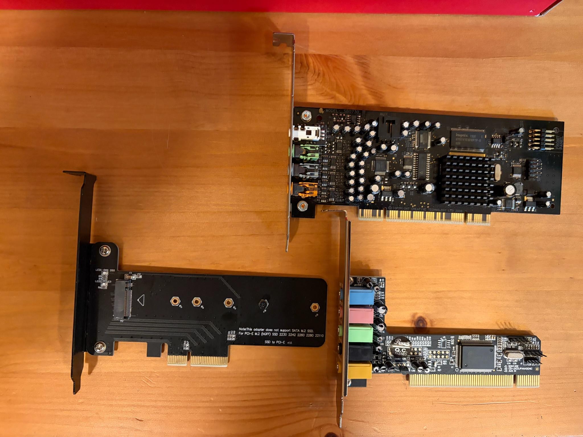 Sound Cards + PCIe M2.NVMe Adapter