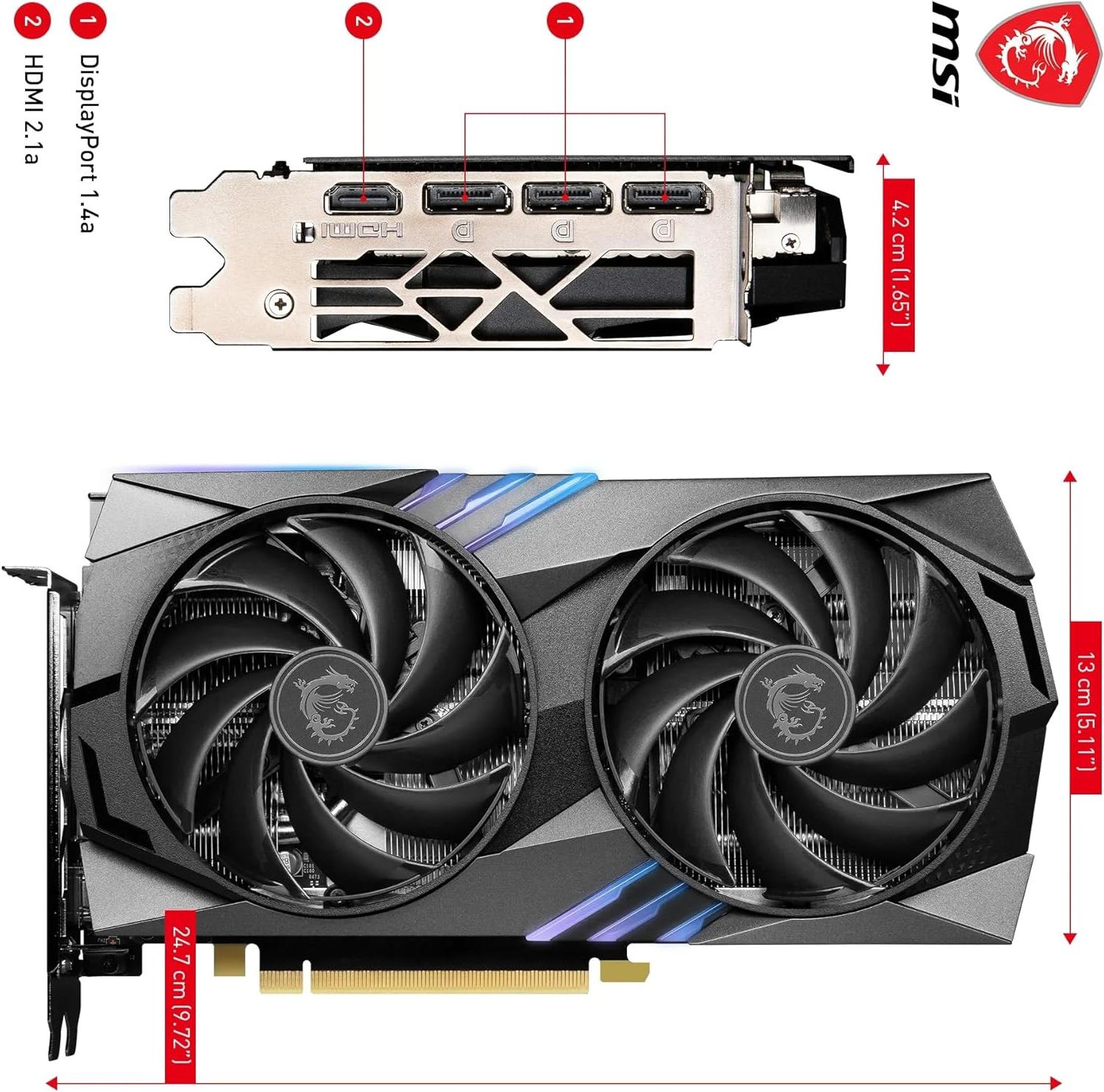 MSI NVIDIA GeForce RTX 4060 Ti Gaming X Dual Fan 8GB GDDR6 PCIe 4.0 Graphics Card