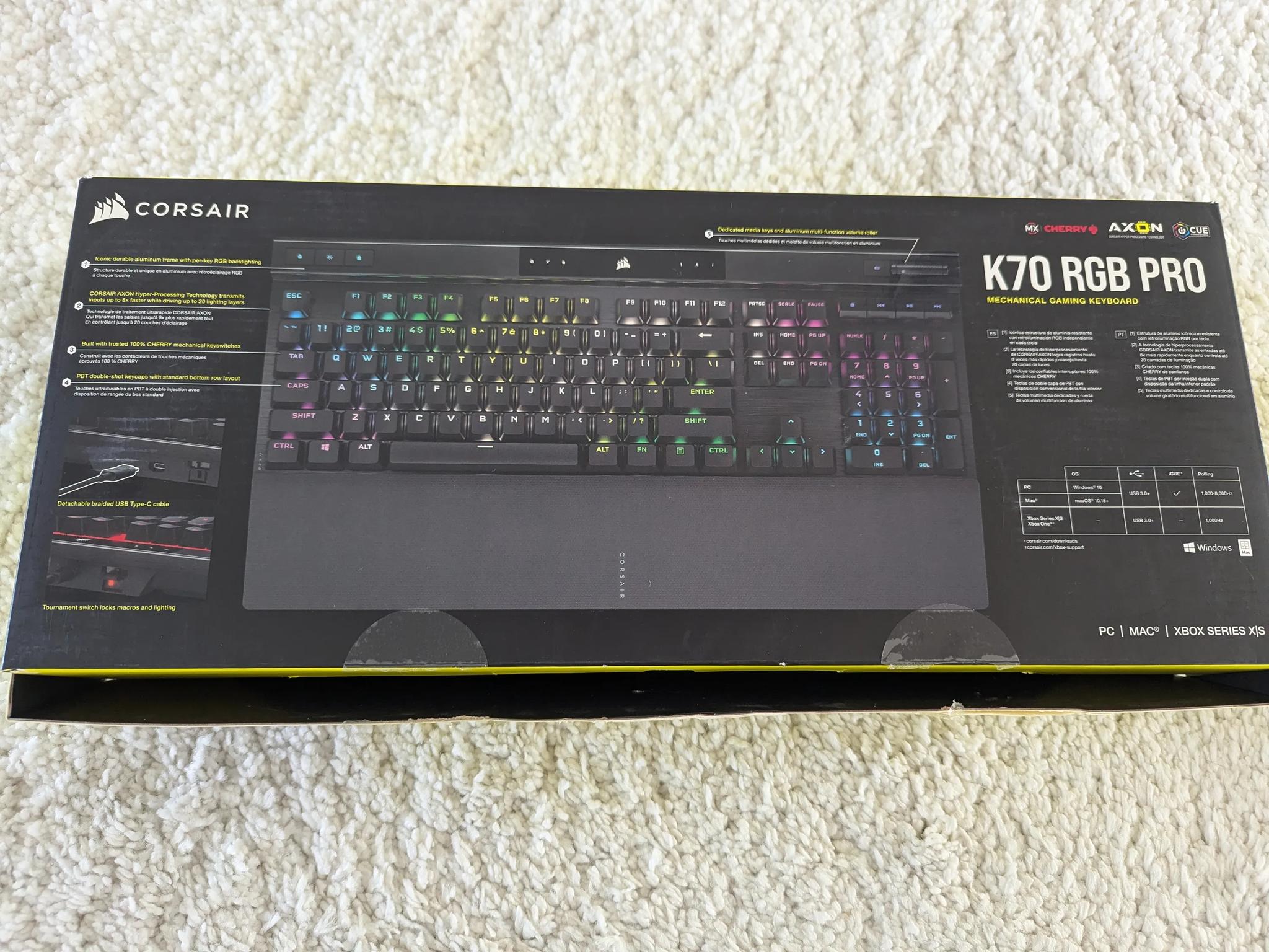Corsair K70 RGB PRO Mechanical Gaming Keyboard - Cherry MX Brown Keyswitches
