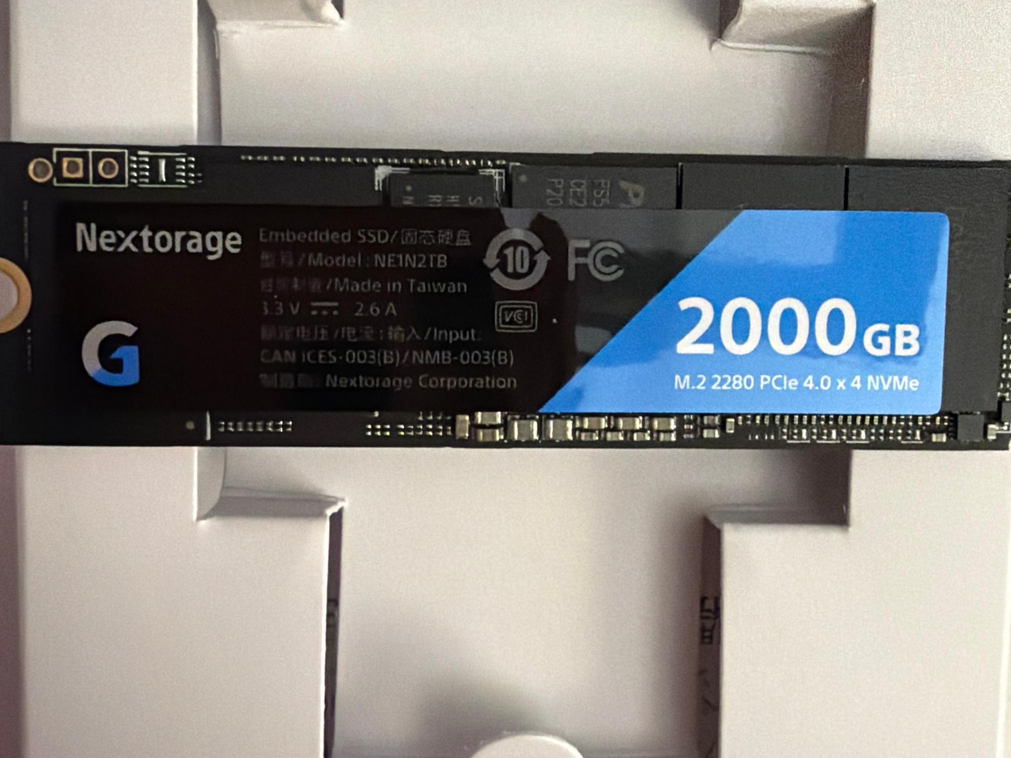 Brand New Nextorage 2TB Gen 4 7,000MB/s 0 Hours
