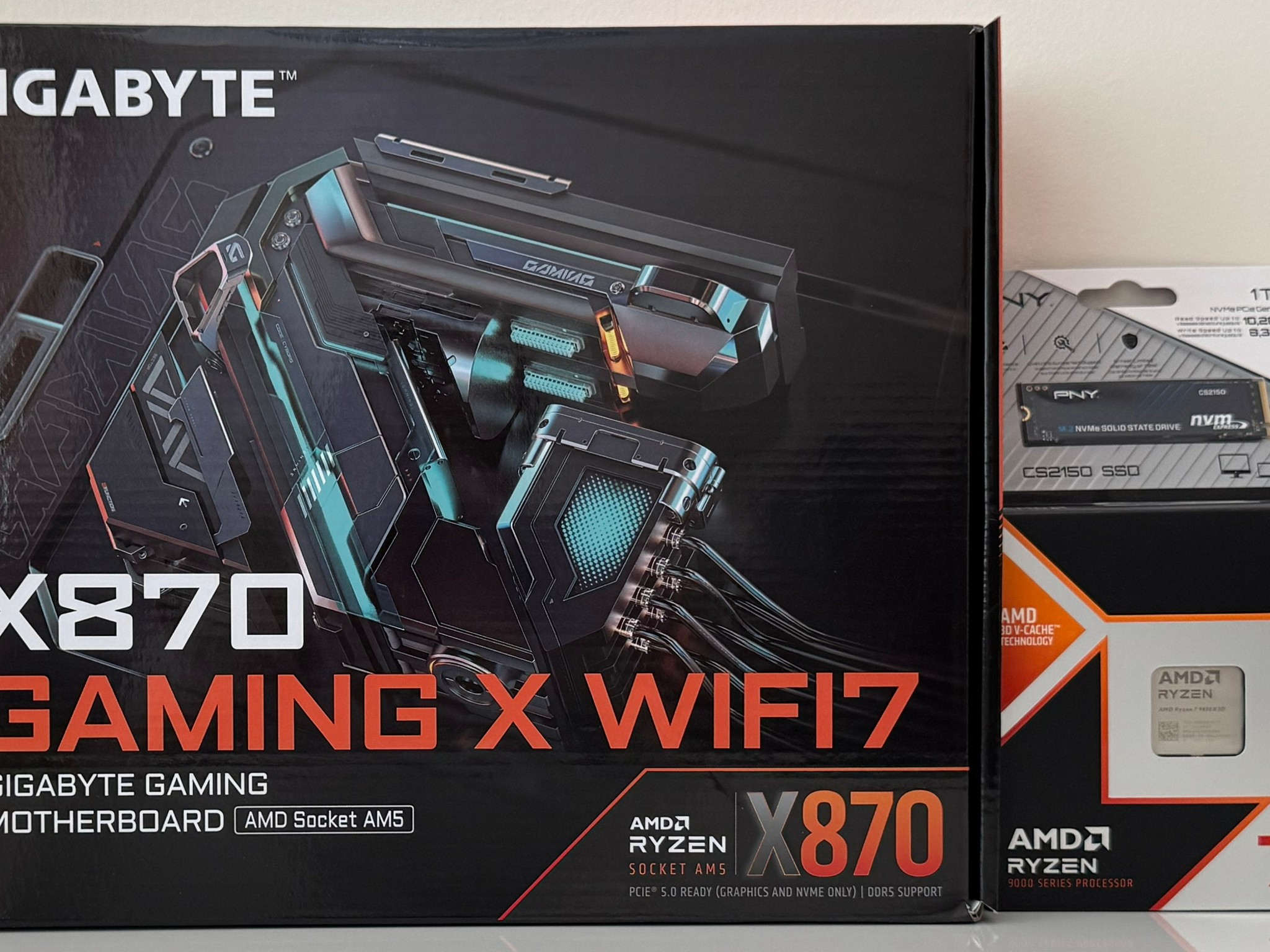 AMD Ryzen 7 9850X3D CPU + GIGABYTE X870 GAMING X WIFI7 AM5 ATX Motherboard + PNY Gen5 1TB SSD Combo