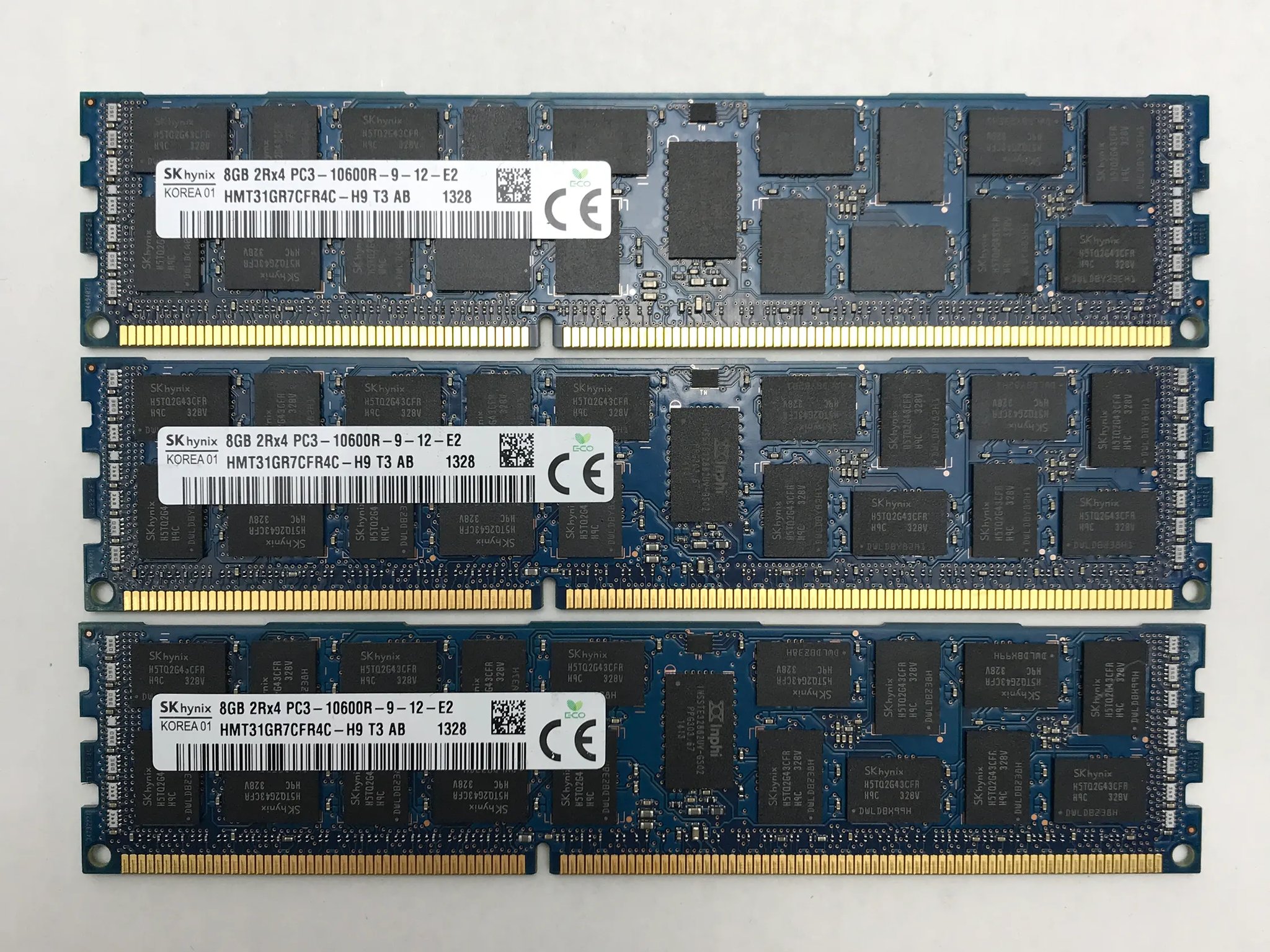 3x SK Hynix ECC DDR3 8GB sticks PC3-10600R-9-12-E2  (24GB combined)
