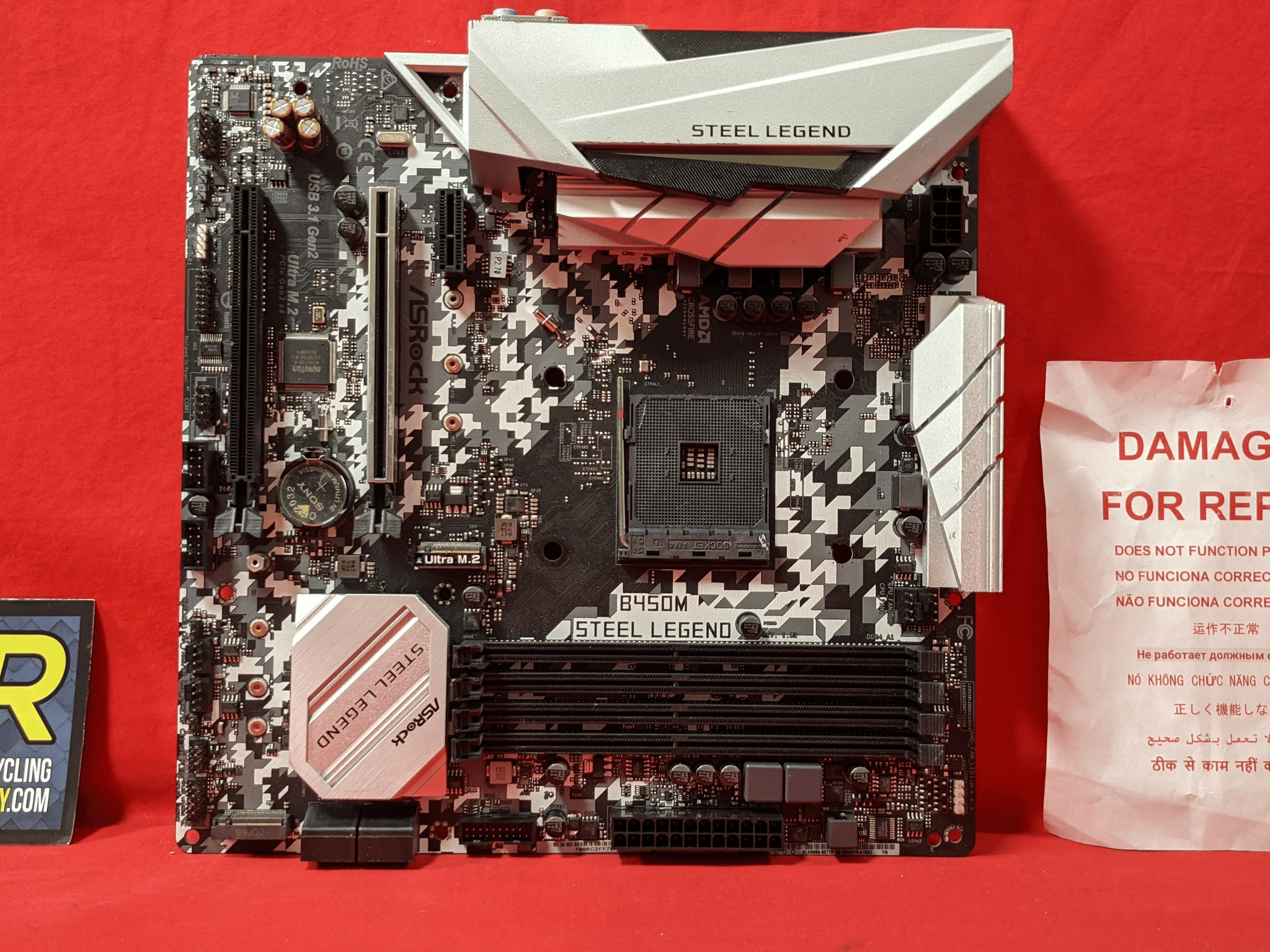 *AS IS/FOR REPAIR* ASRock B450M Steel Legend AMD Socket AM4 DDR4 MicroATX Desktop Motherboard No I/O